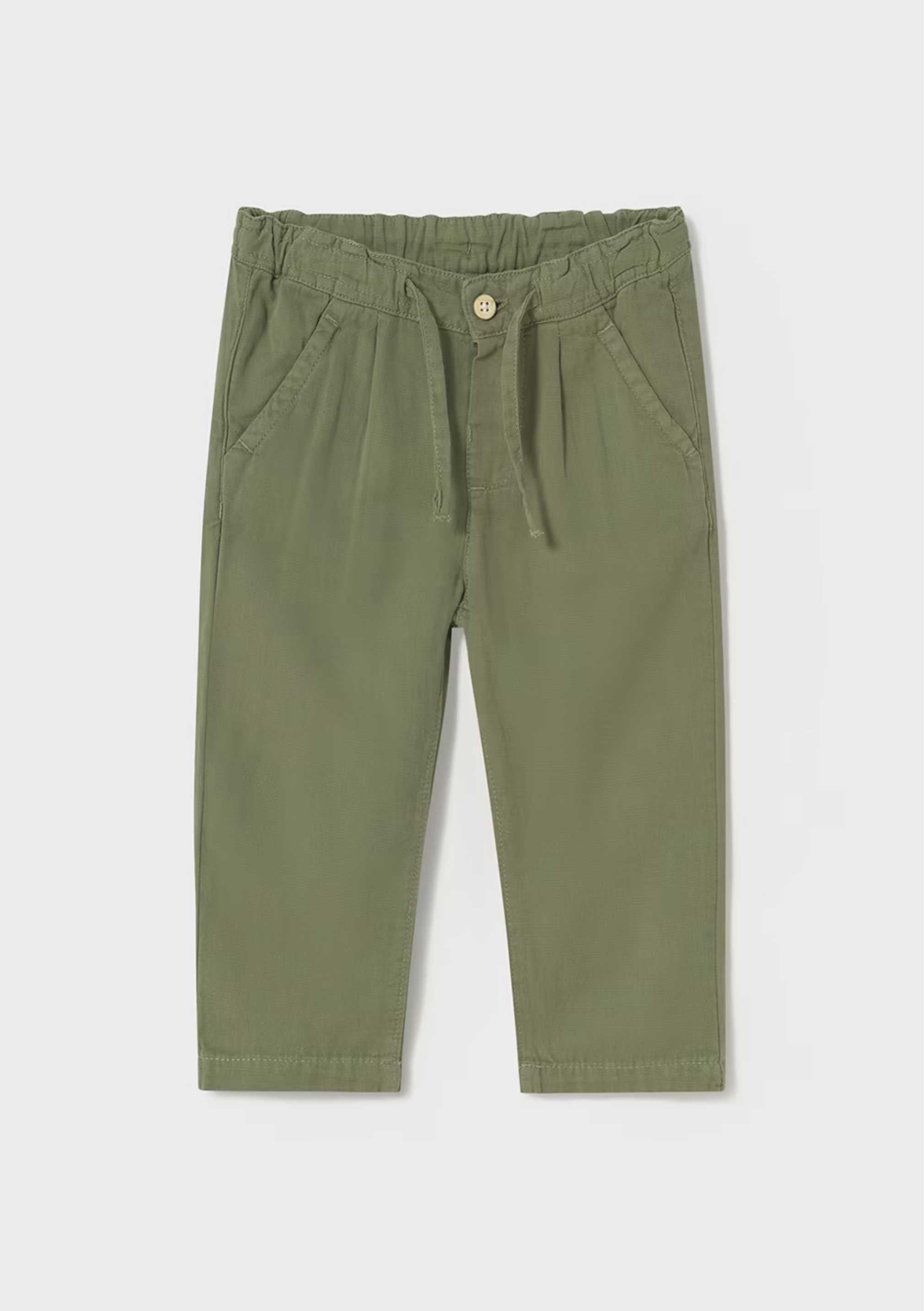 Pantalón Lino Relaxed Oliva Bebé