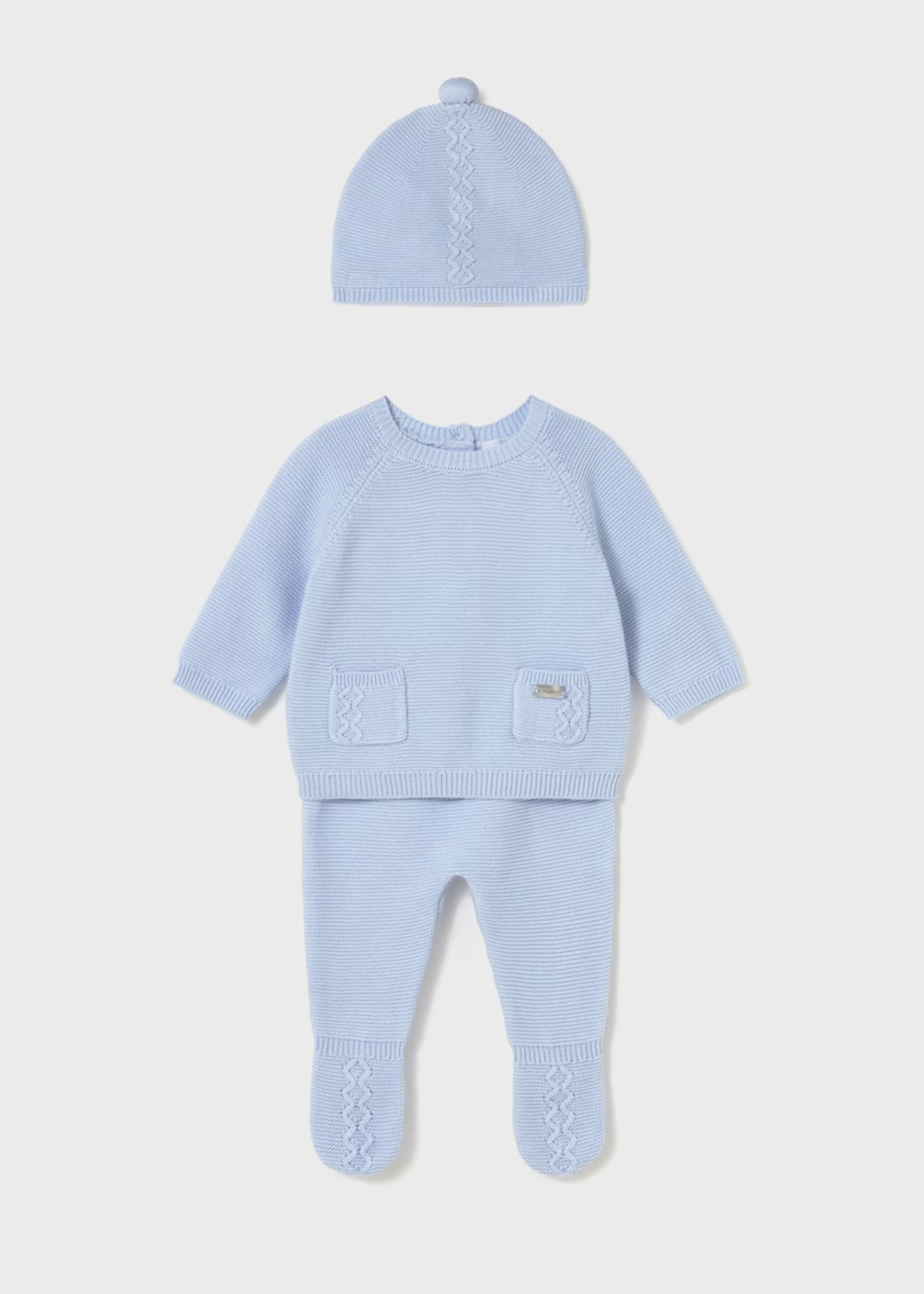 Set Tricot 3 Piezas Celeste 100% Cotton