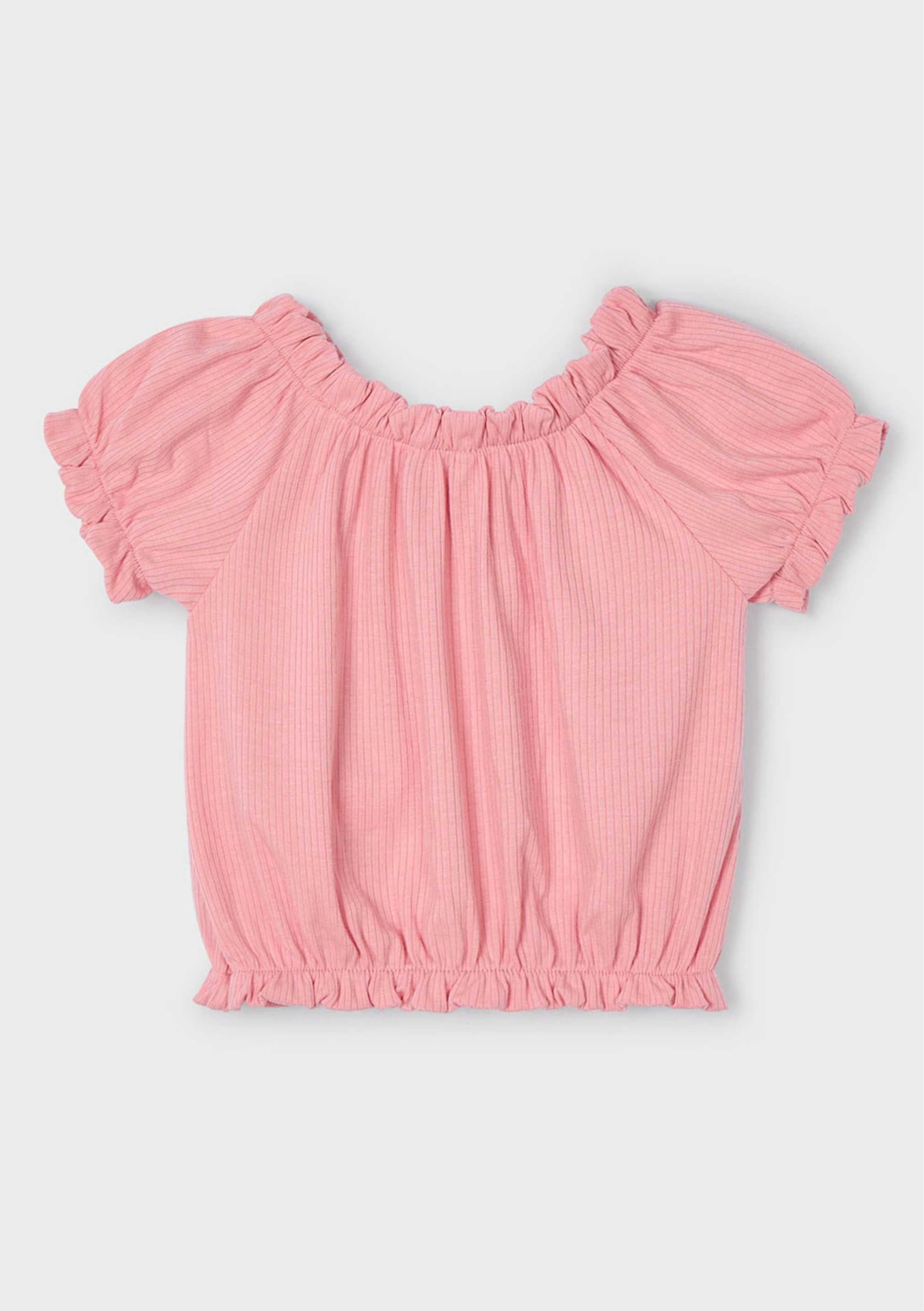 Camiseta Cropped Off-Shoulder Salmón