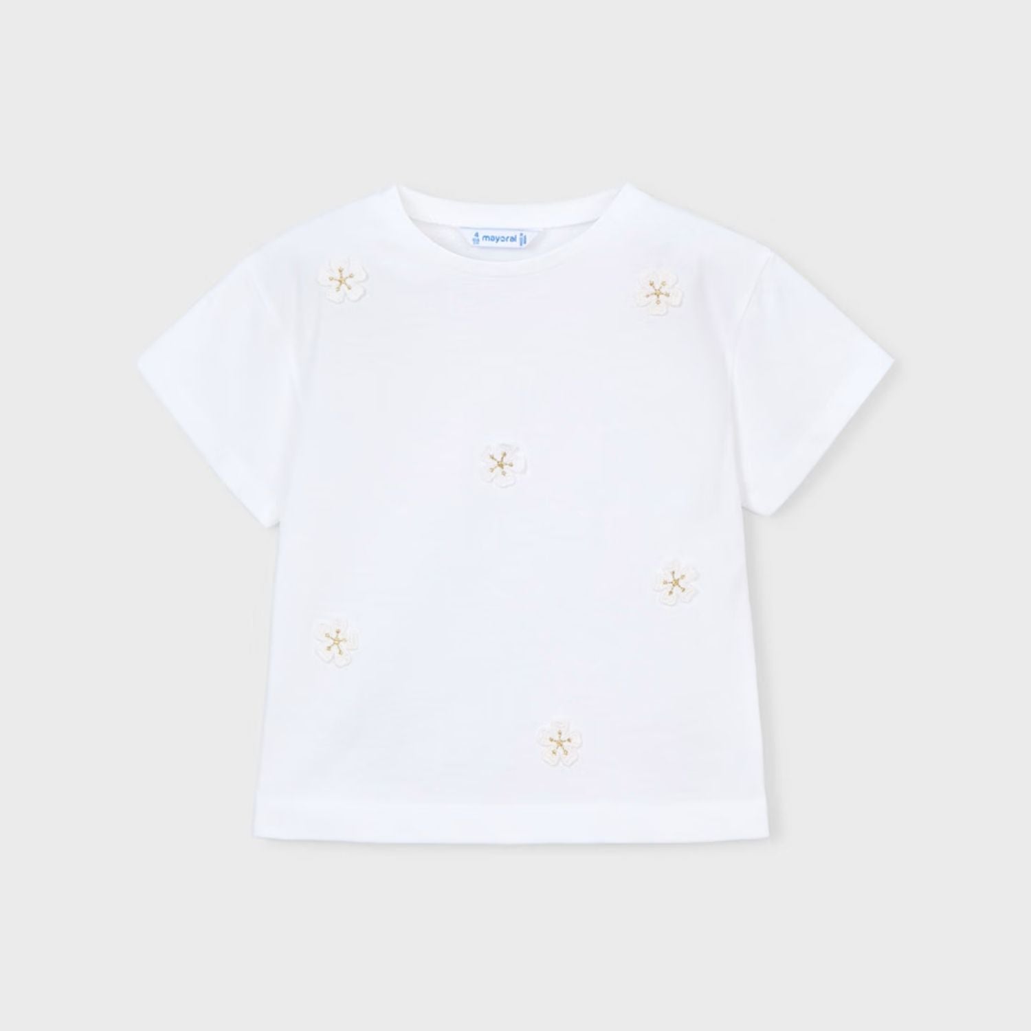 Camiseta Aplique Floral Blanca