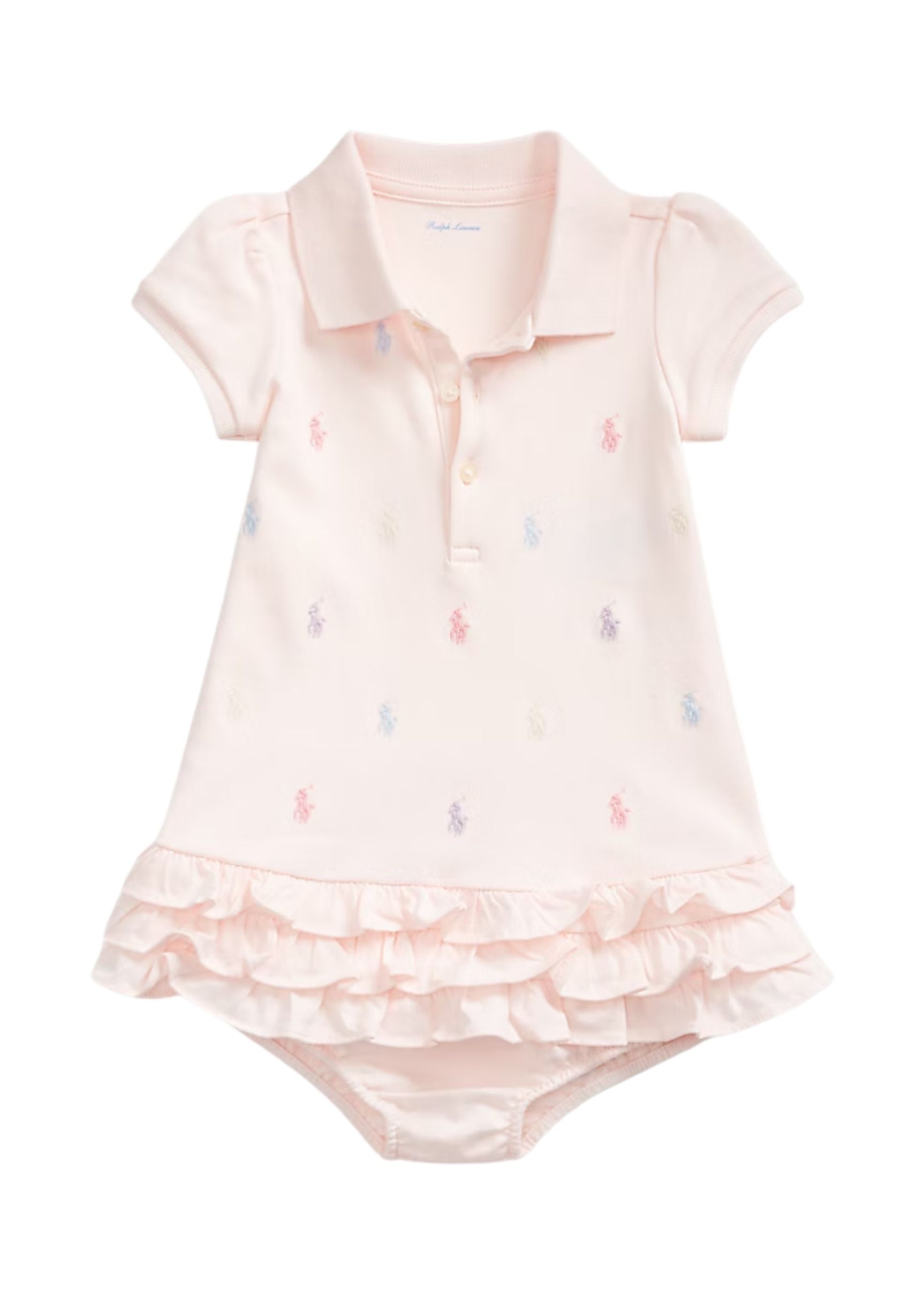 Vestido Tipo Polo Rosa Volantes | Bloomer