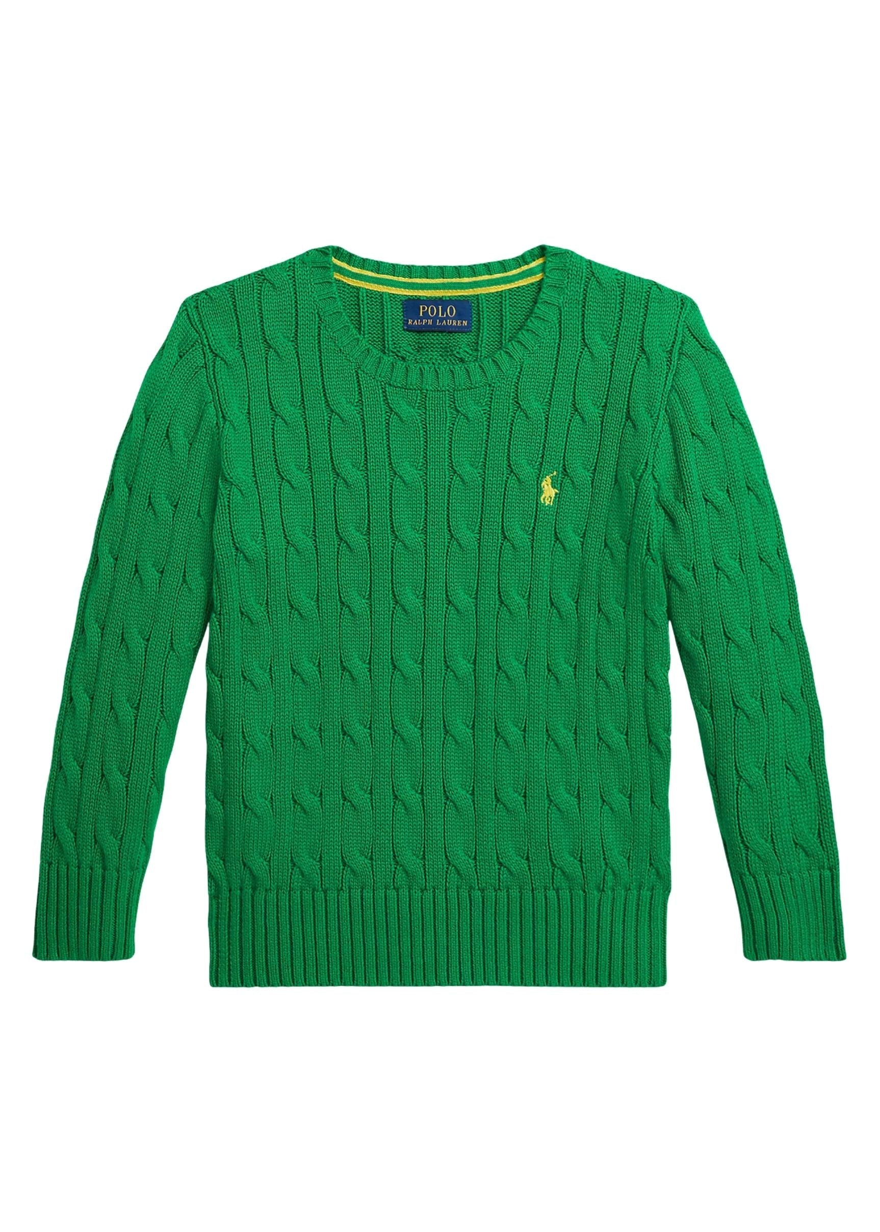 Sweater Clásico Trenzado Verde Algodón