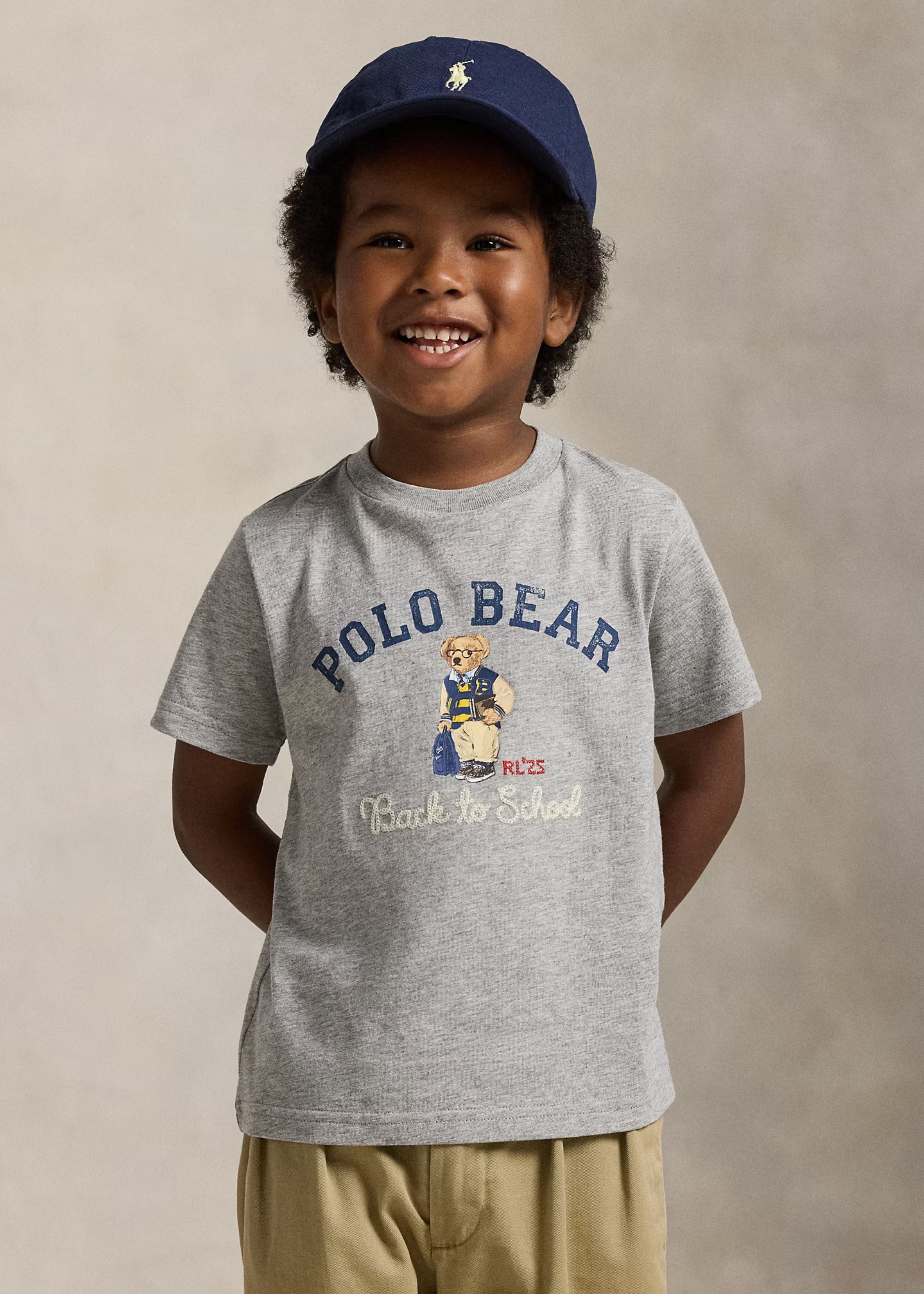 Camiseta Algodón Gris Bordada Polo Bear