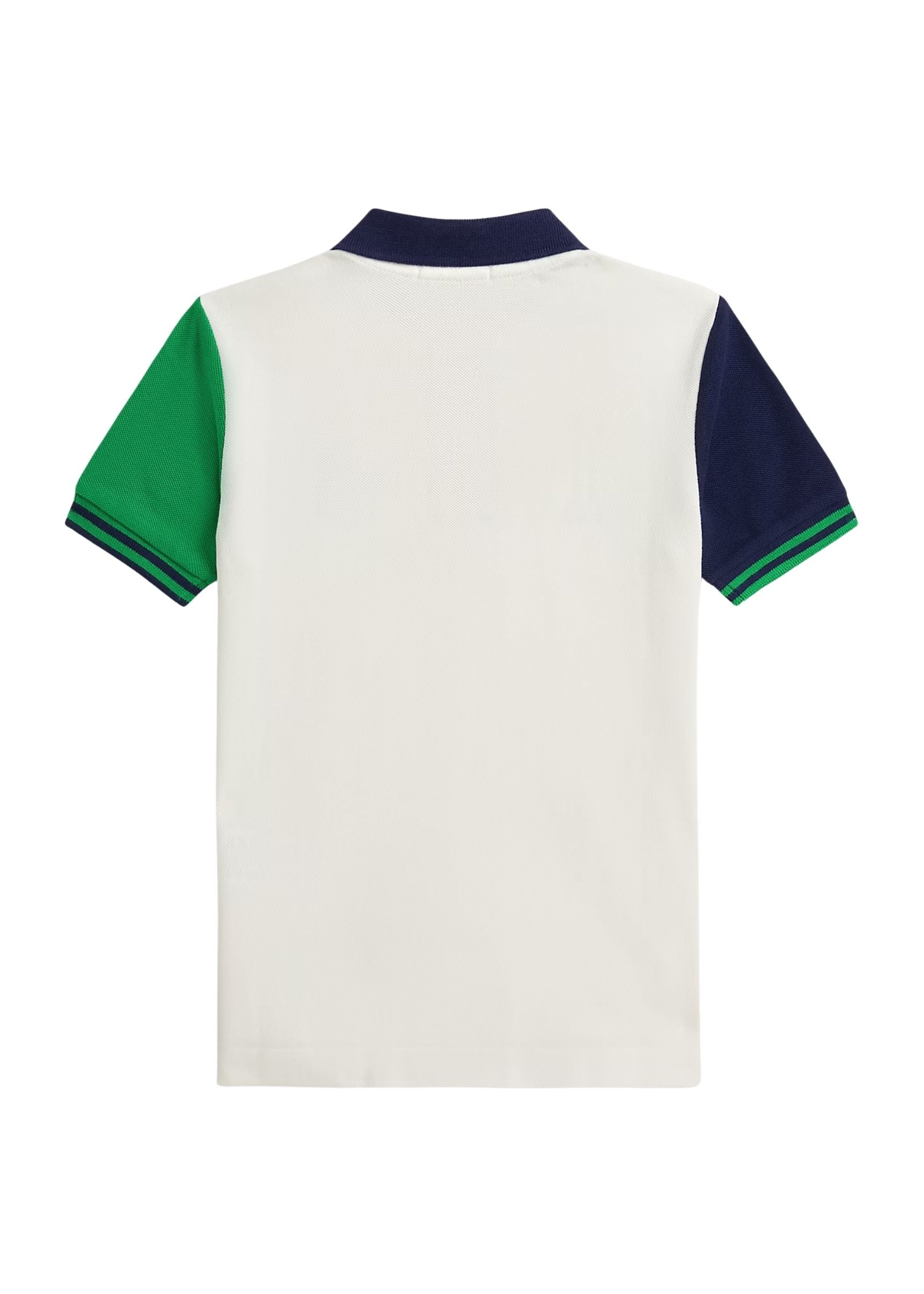 Polo Blanca Bloques Bordados Deportivos