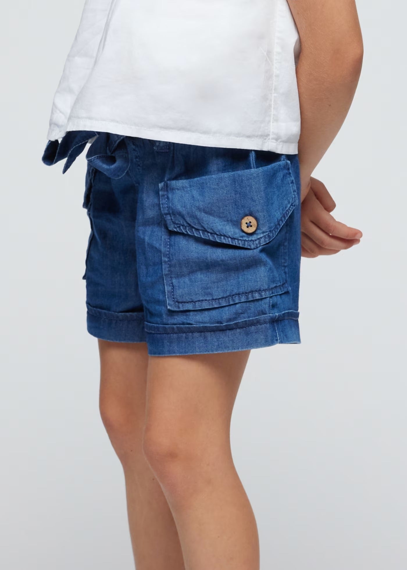 Short Denim Oscuro Bolsillos Niña