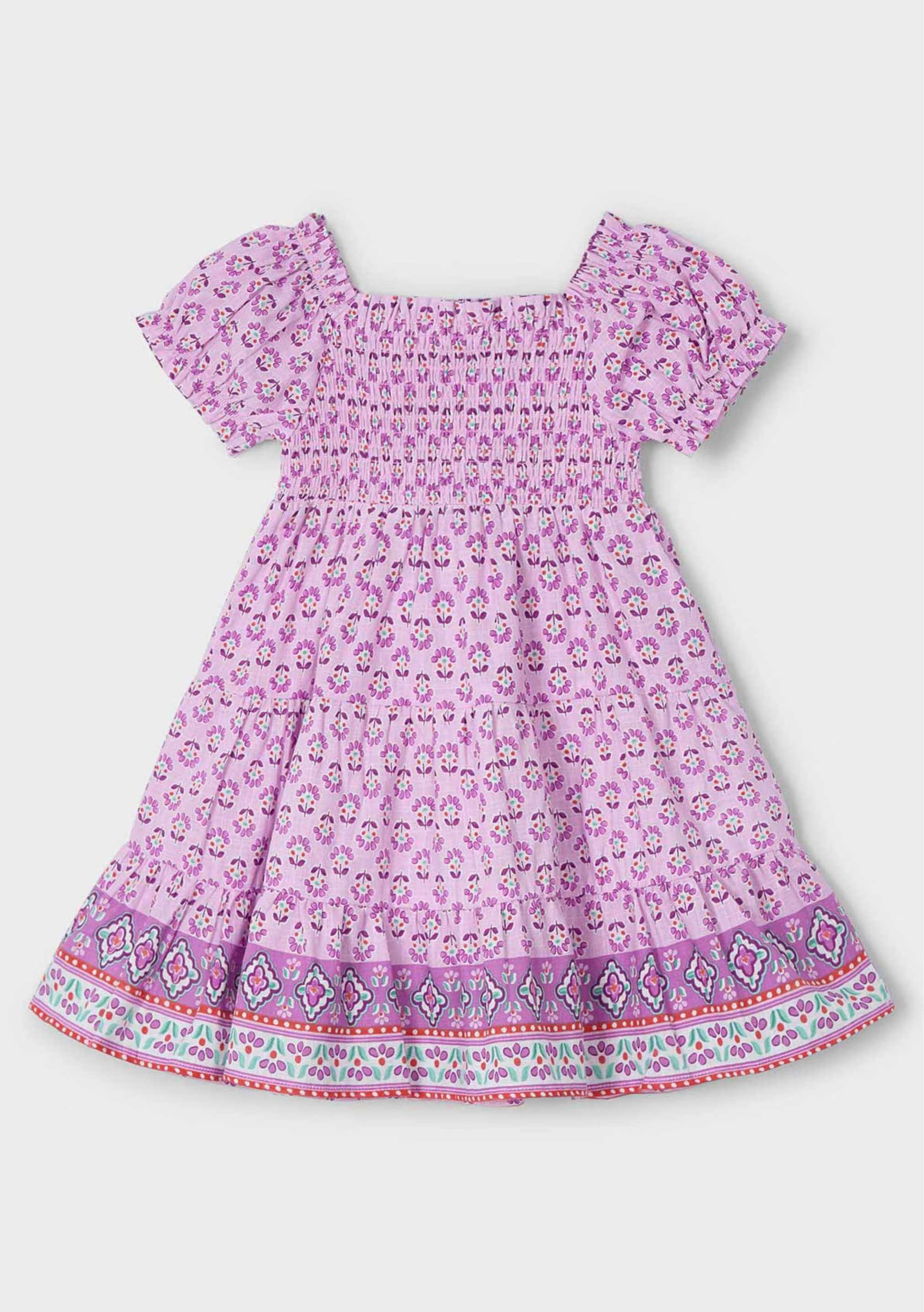 Vestido Boho Chic Estampado Malva