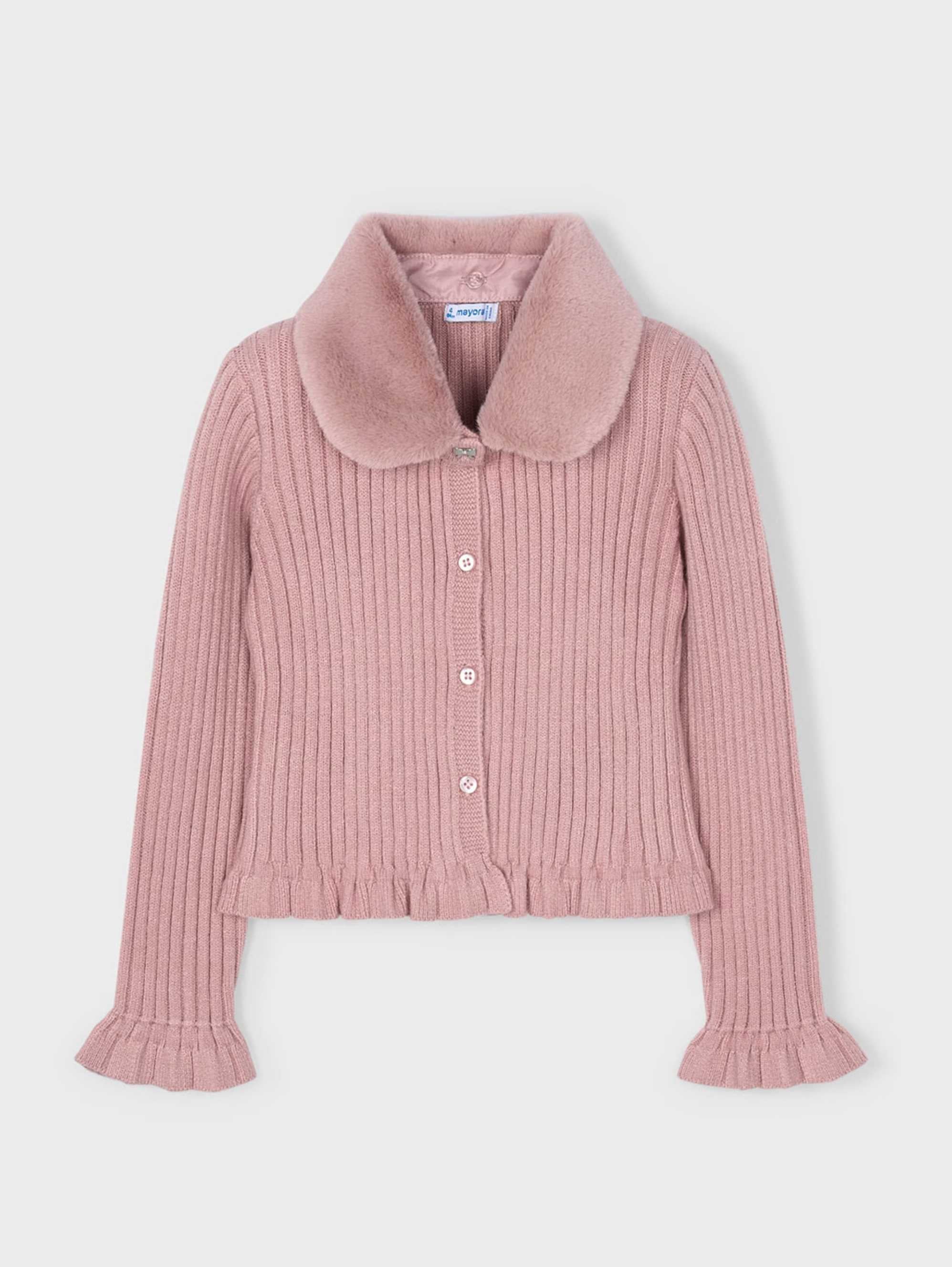 Cárdigan Tricot Cuello Pelo Maquillaje