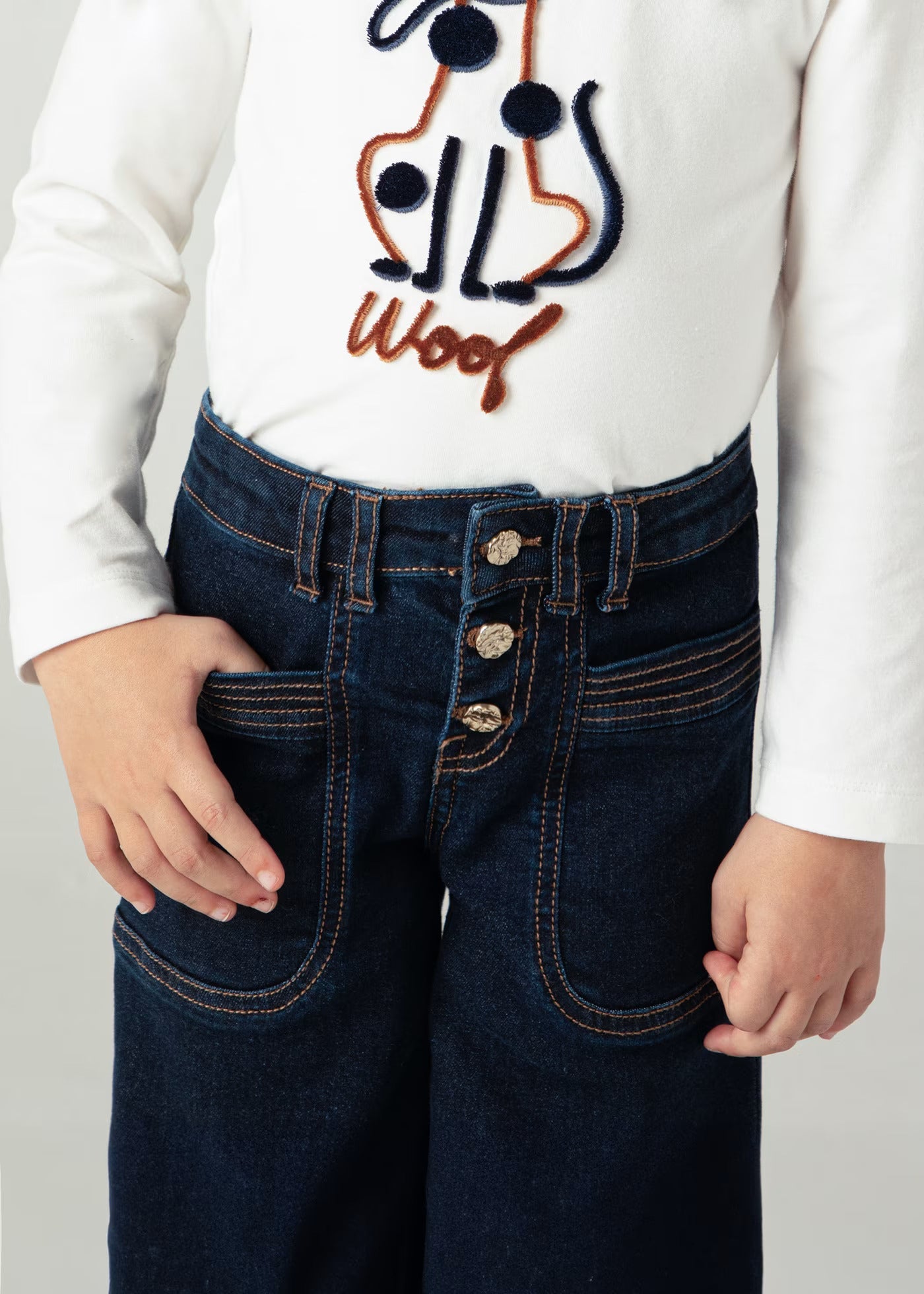 Jeans Wide Leg Oscuro Niña