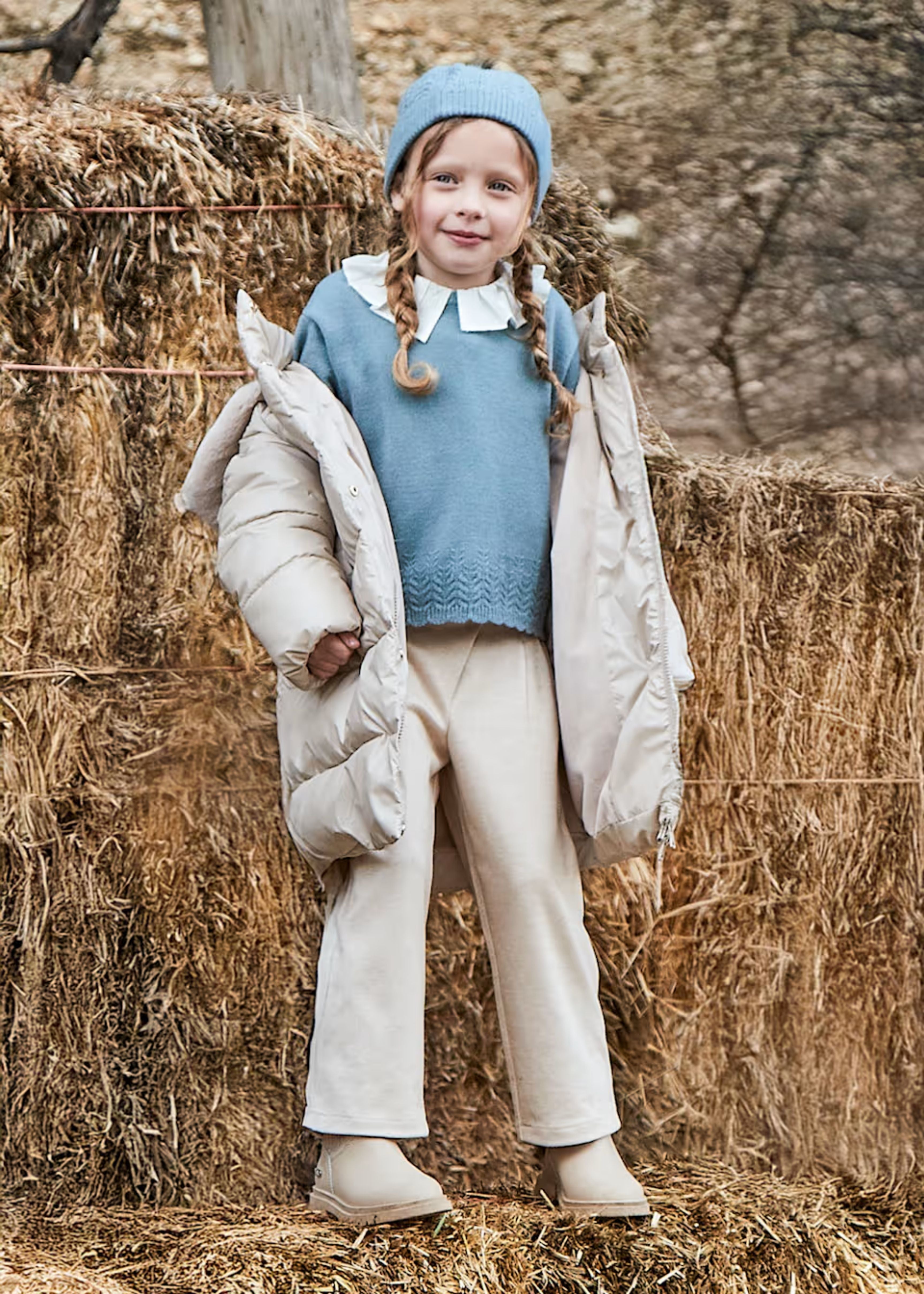 Pantalón Punto Beige Pinzas