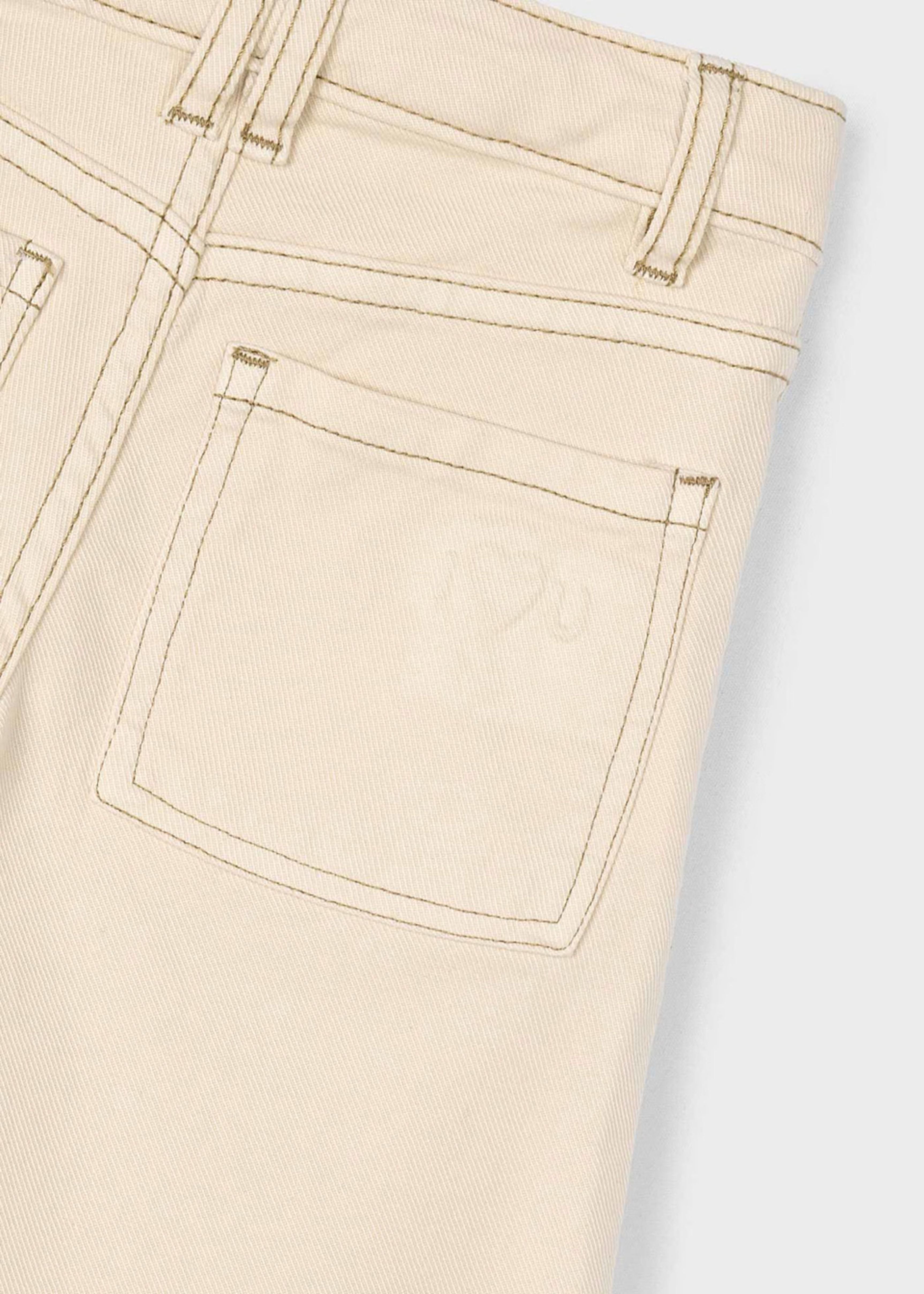 Pantalón Sarga Almendra Bolsillos Frontales