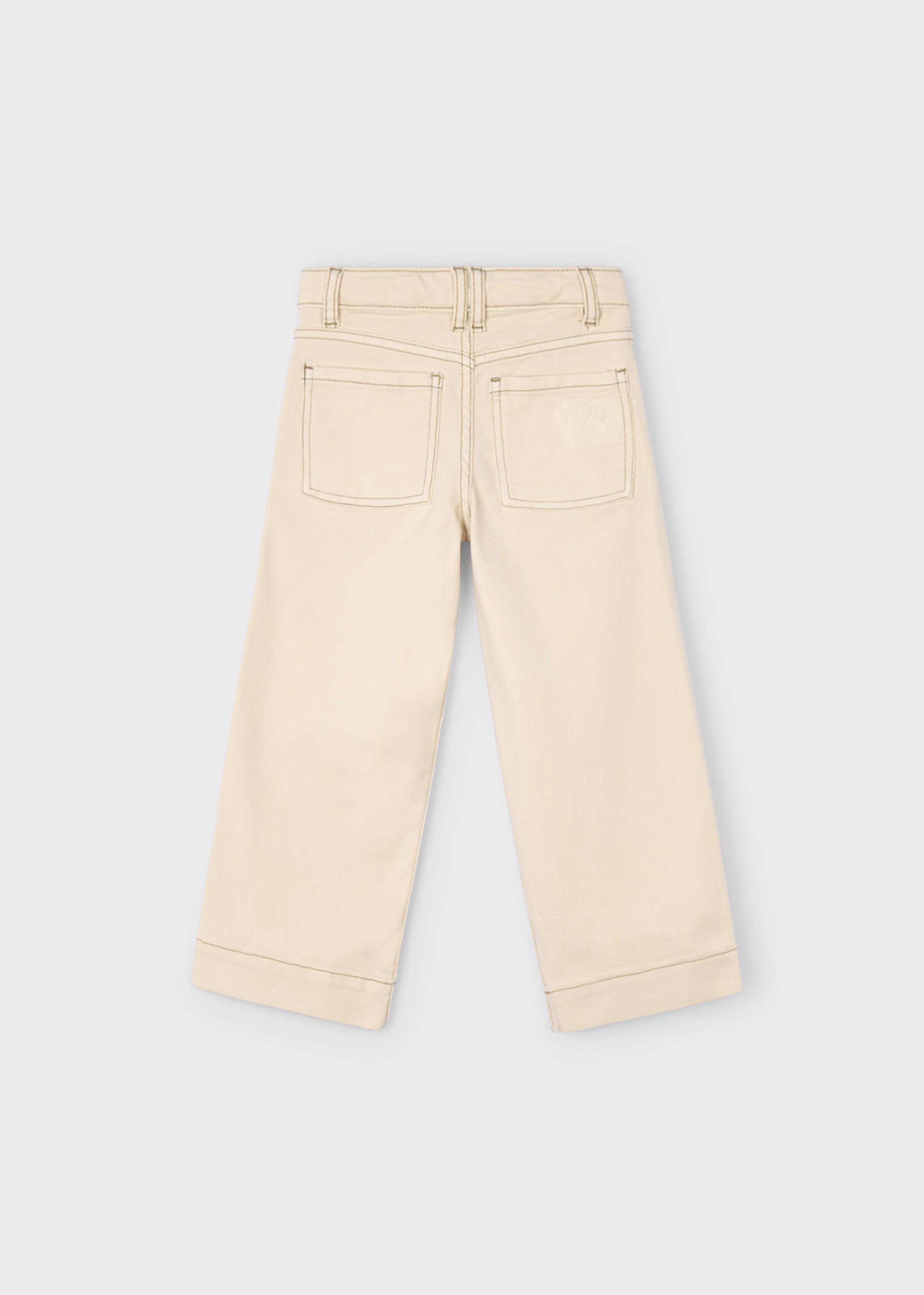 Pantalón Sarga Almendra Bolsillos Frontales