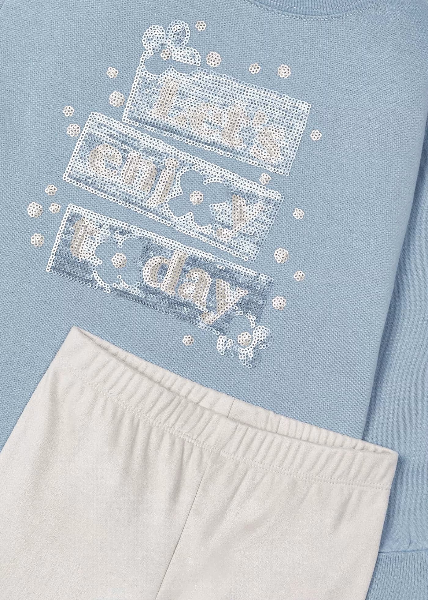 Conjunto Leggings & Buzo Celeste Niña