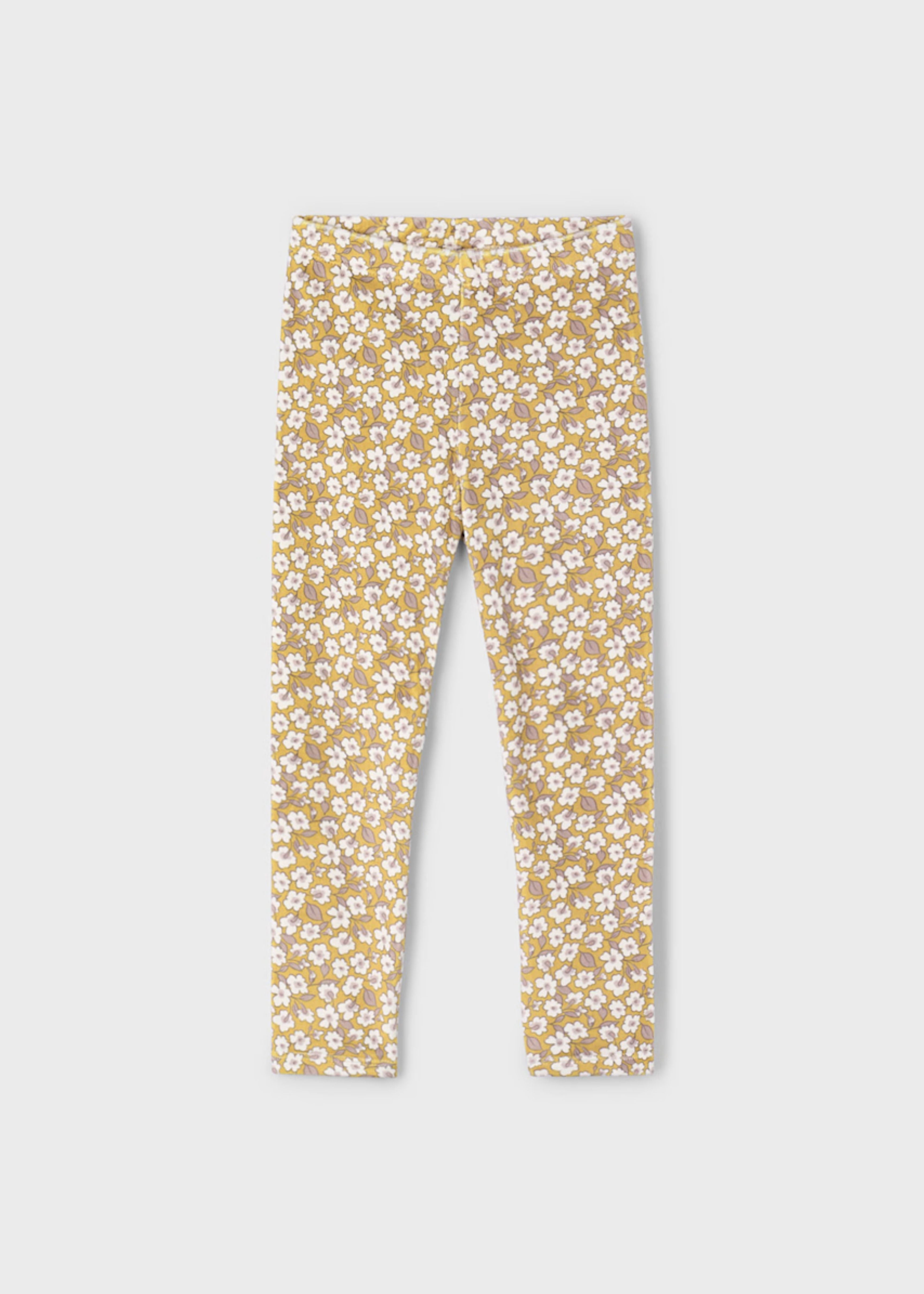Legging Floral Aterciopelado Mostaza