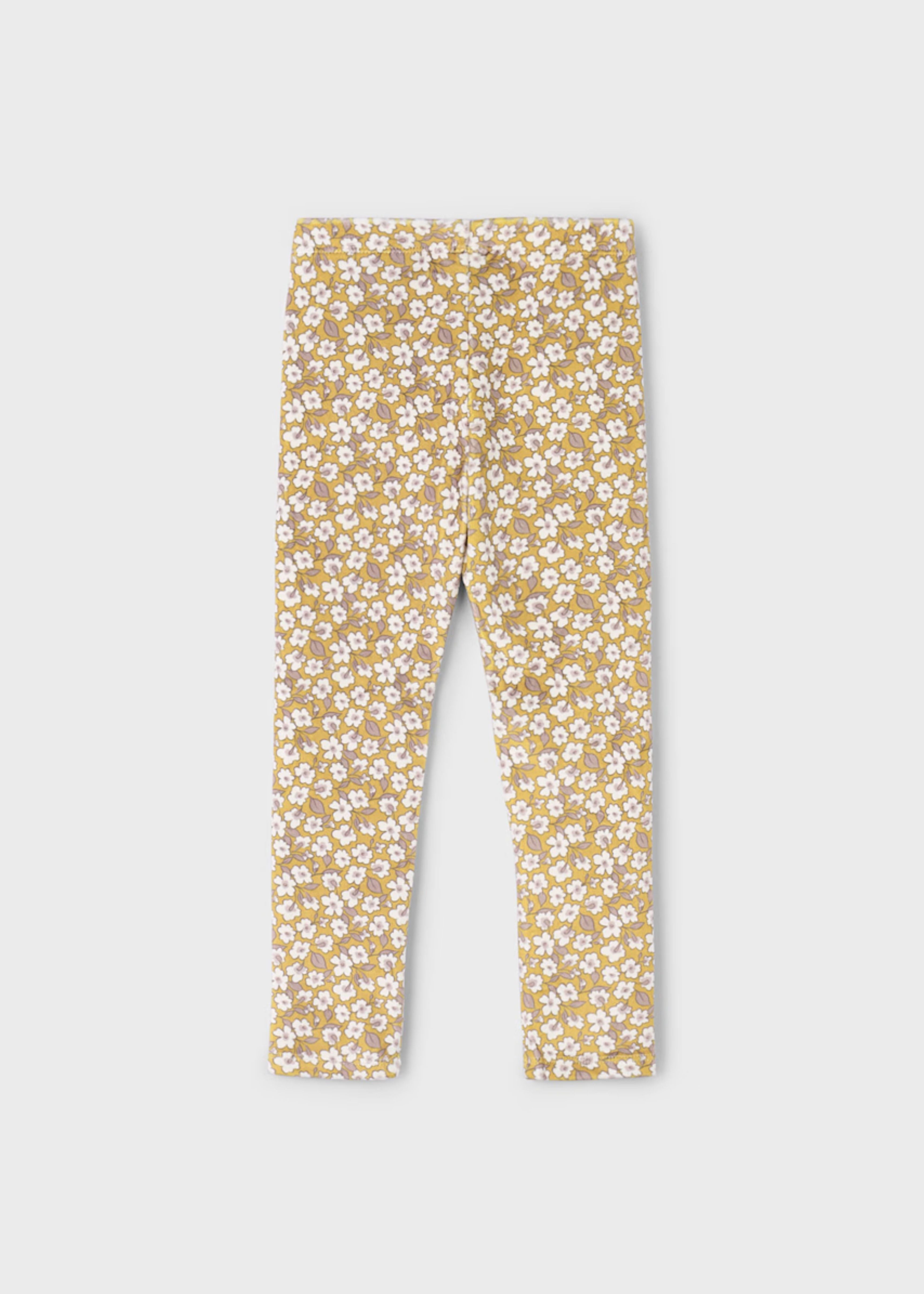 Legging Floral Aterciopelado Mostaza