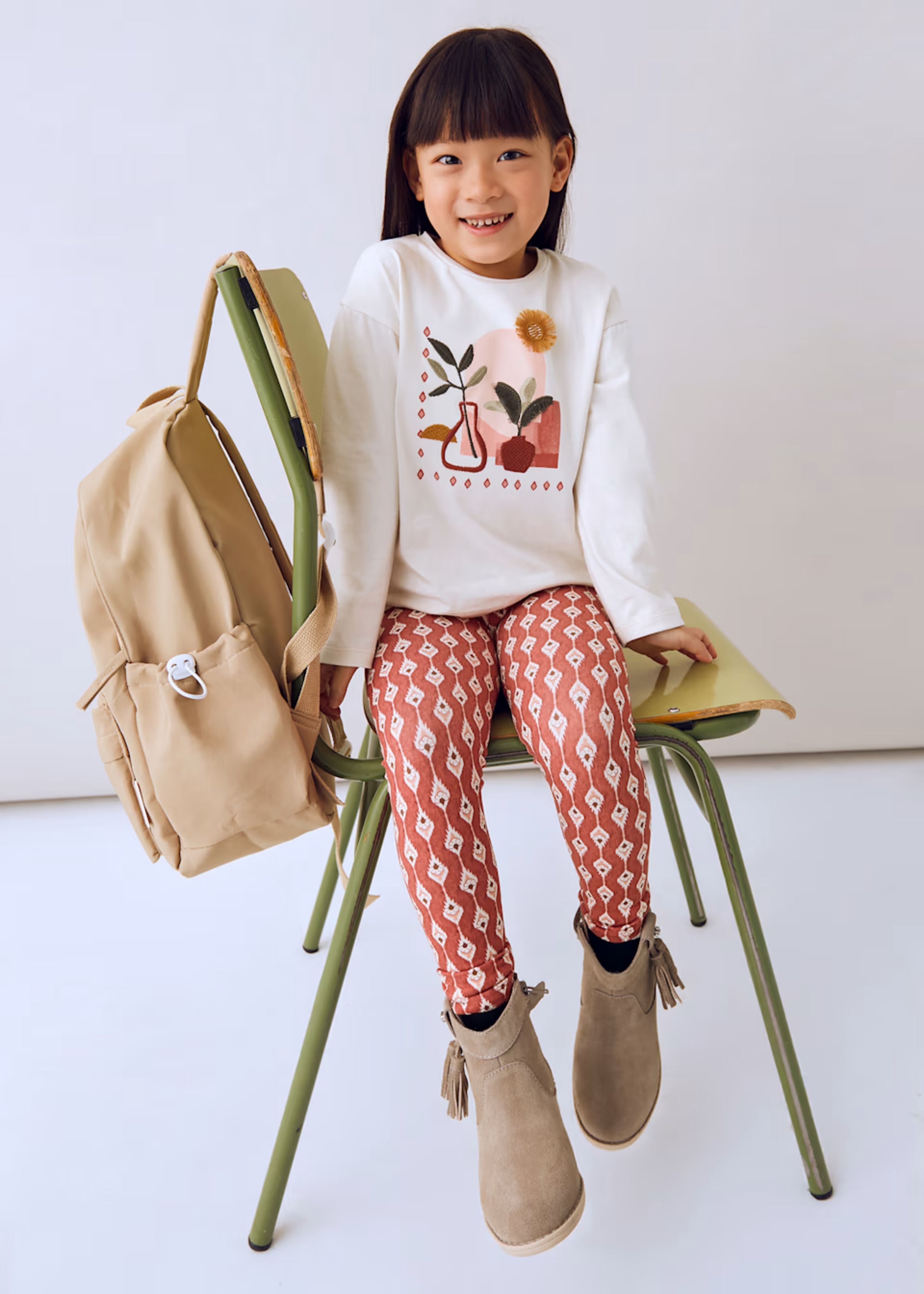 Conjunto Legging Estampado Floral Camiseta Bordada