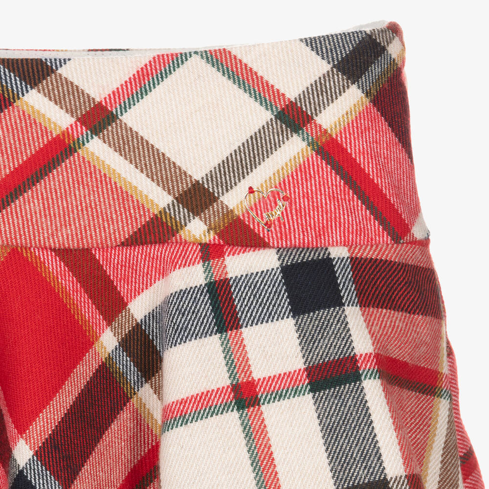Falda Cuadros Rojo & Beige Niña