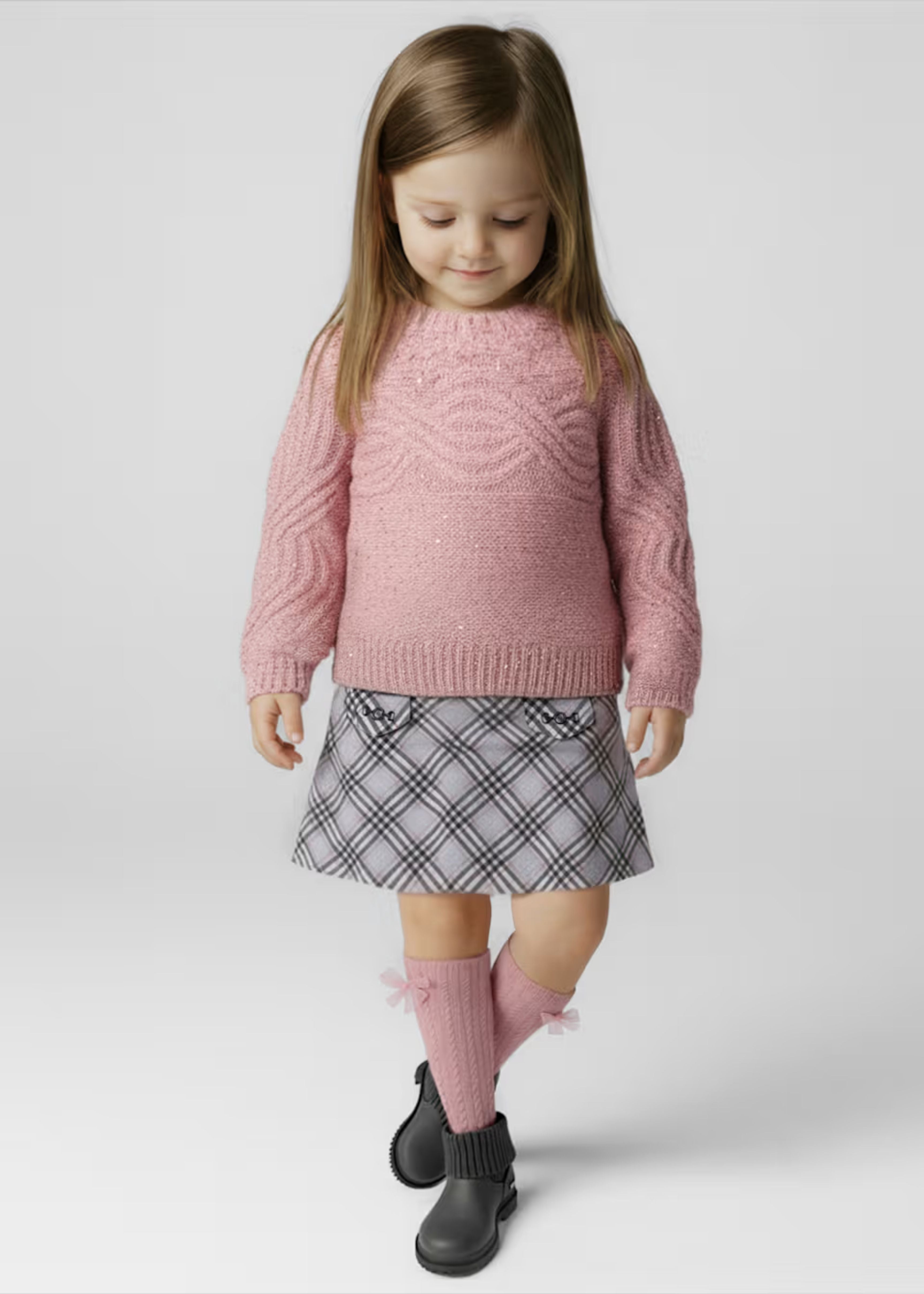 Falda Tartán Prensada Plata