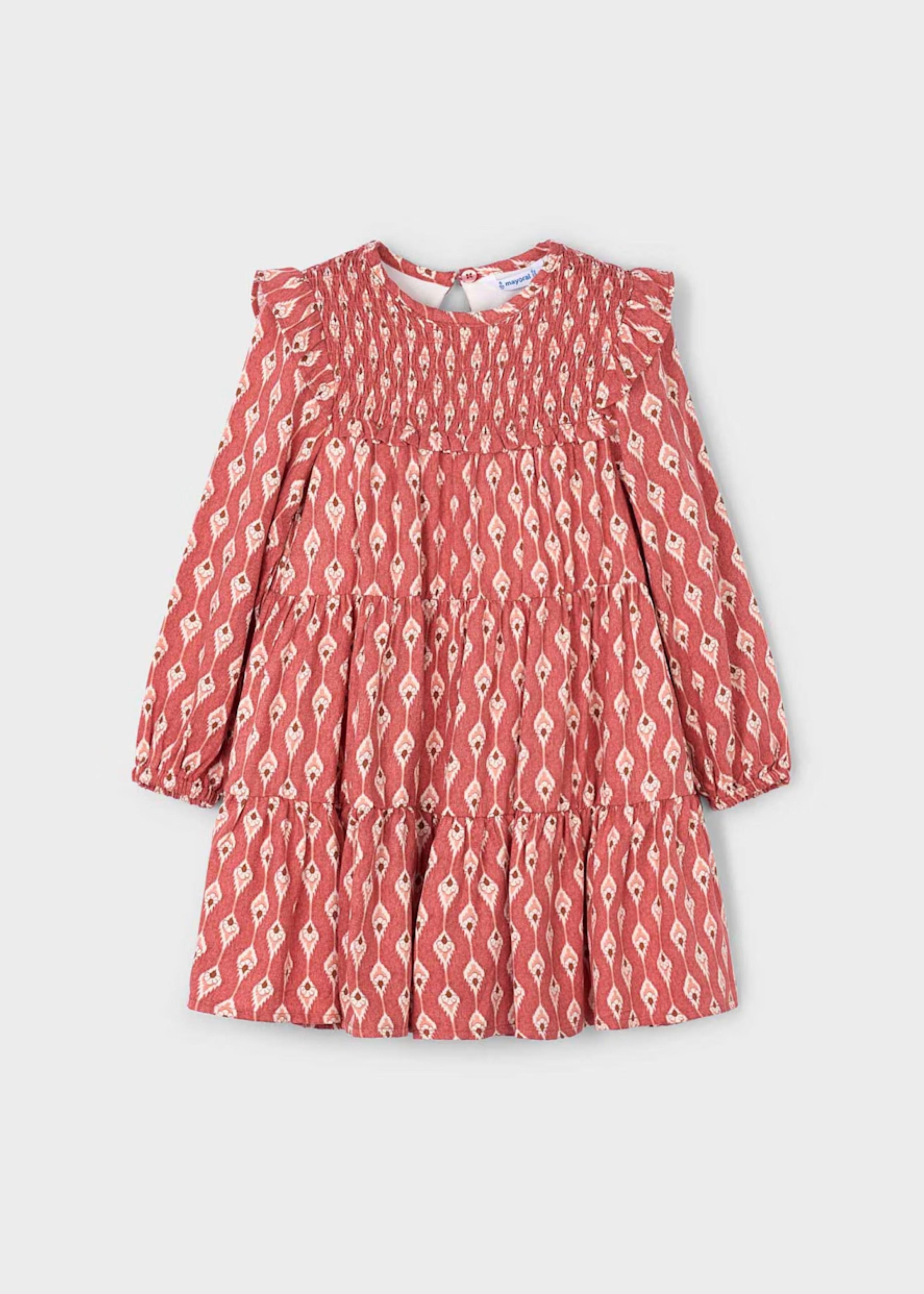 Vestido Motivo Ikat Frunces