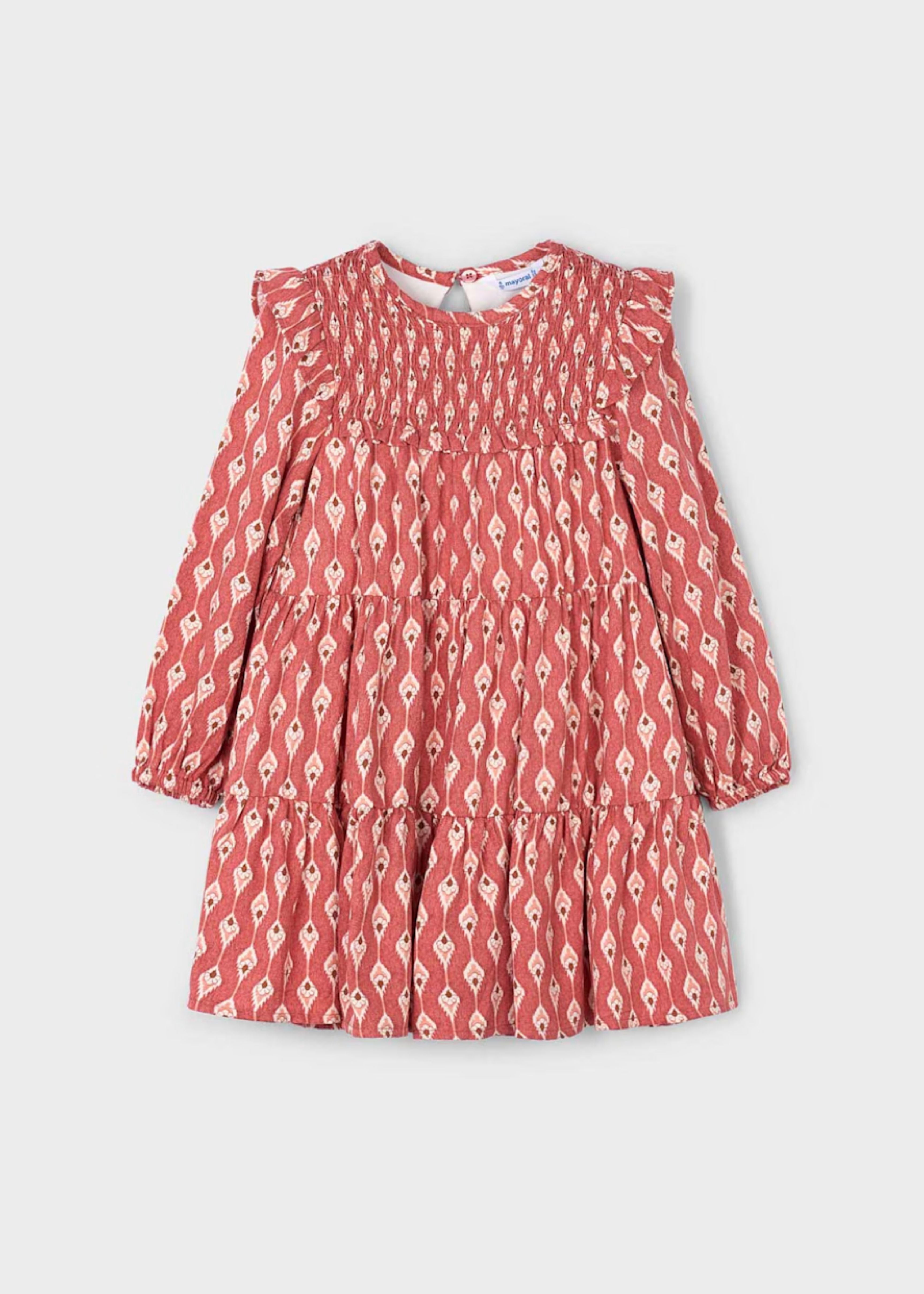 Vestido Motivo Ikat Frunces