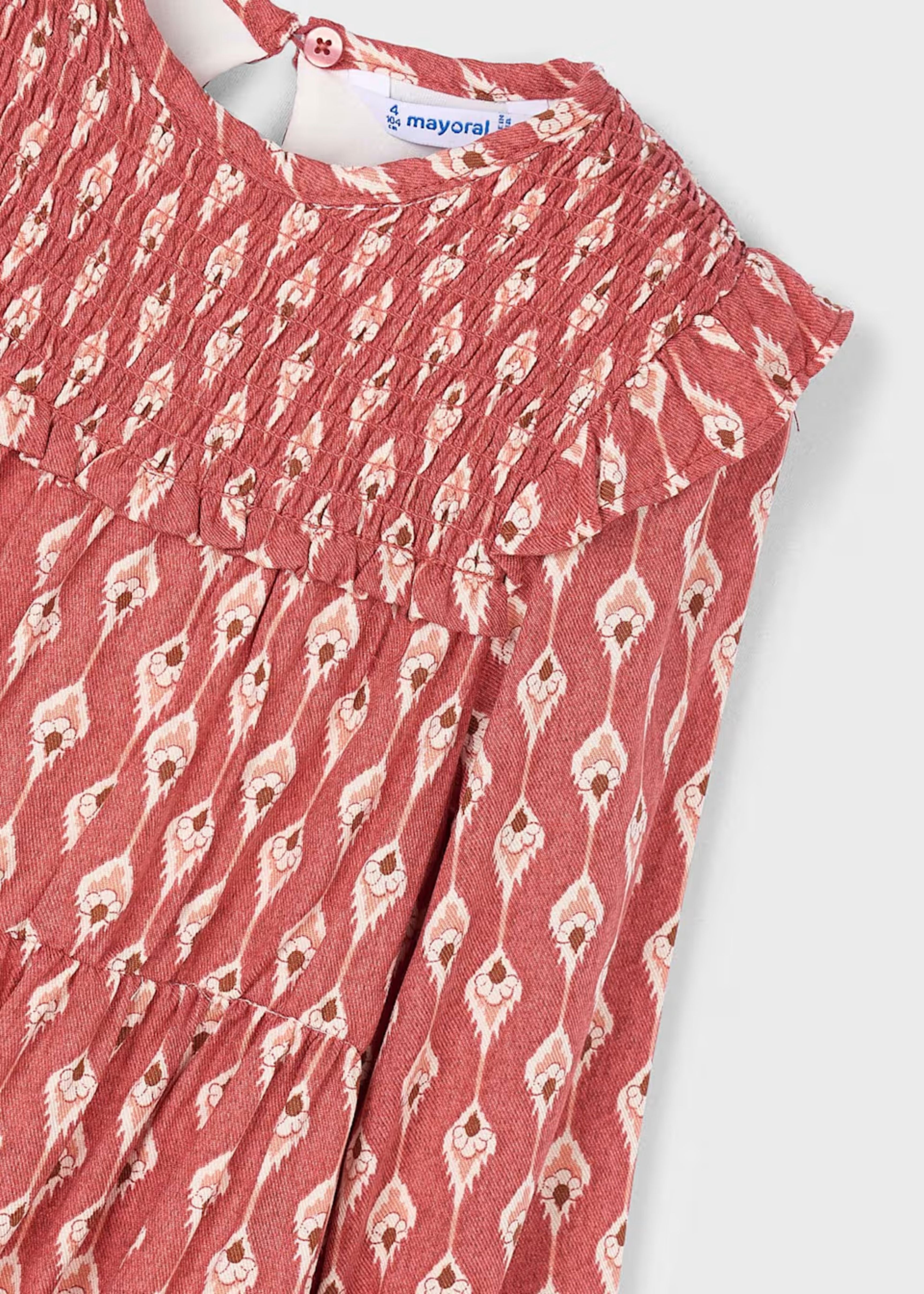 Vestido Motivo Ikat Frunces