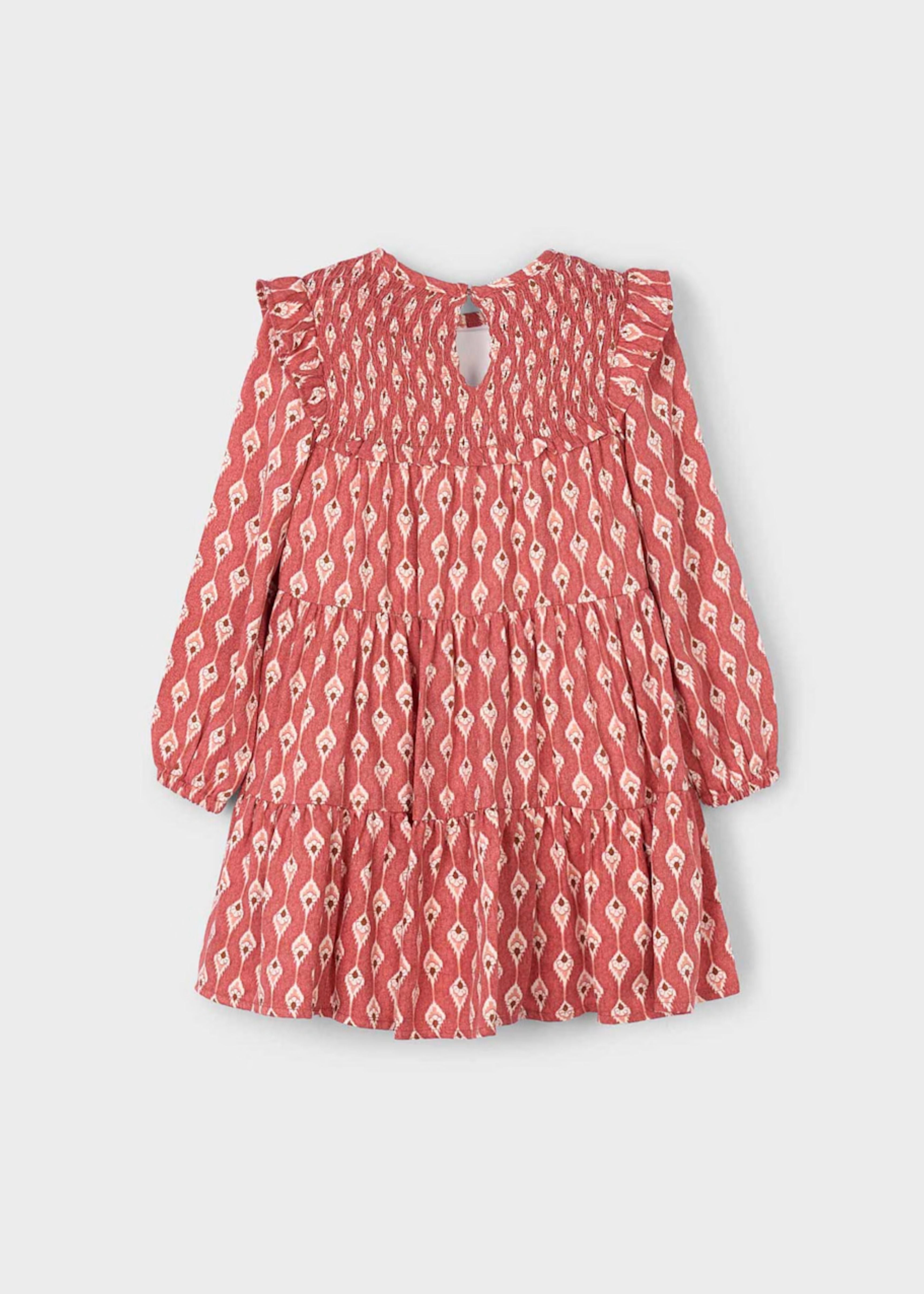 Vestido Motivo Ikat Frunces