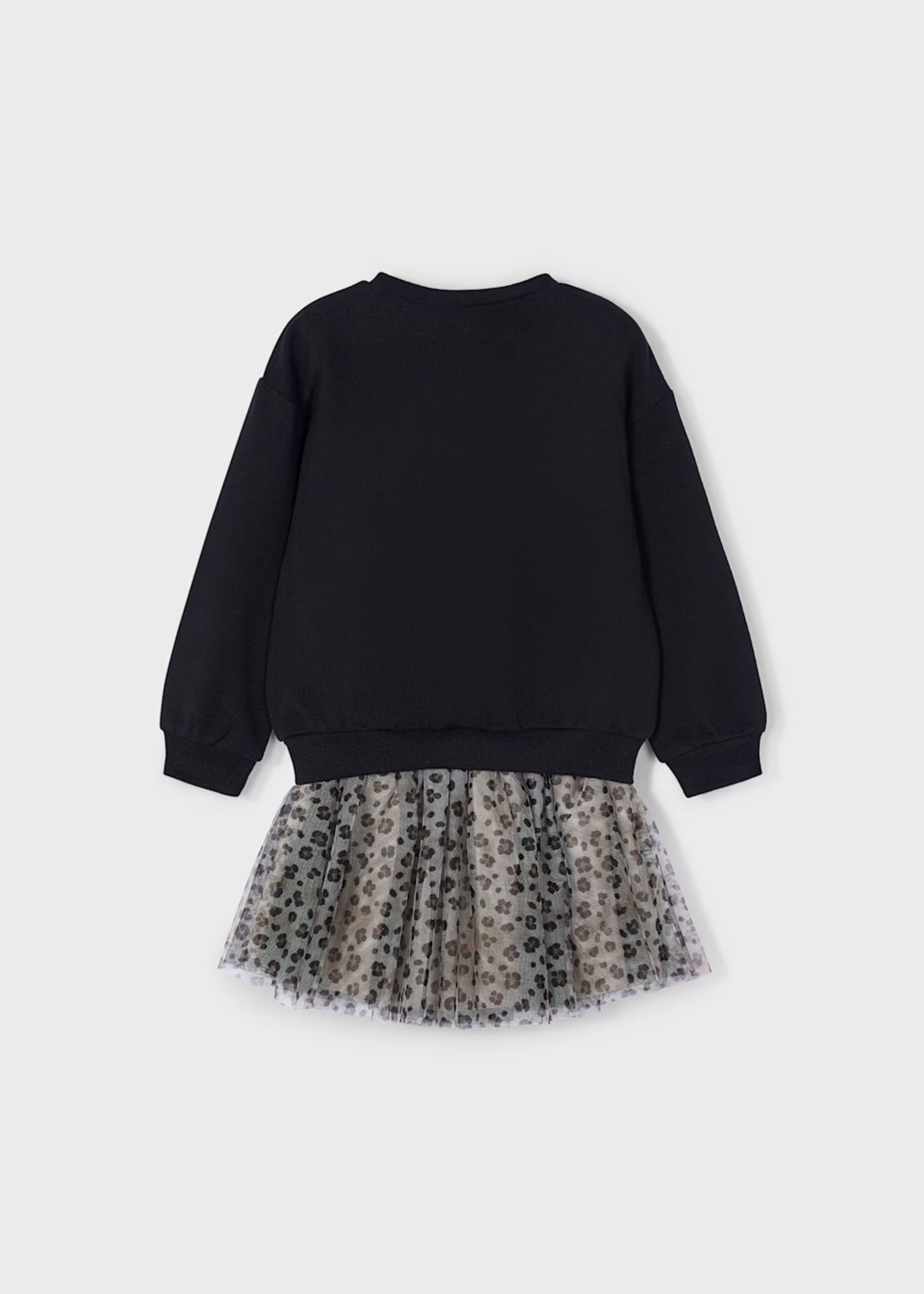 Set Buzo Negro Falda Tul Animal Print