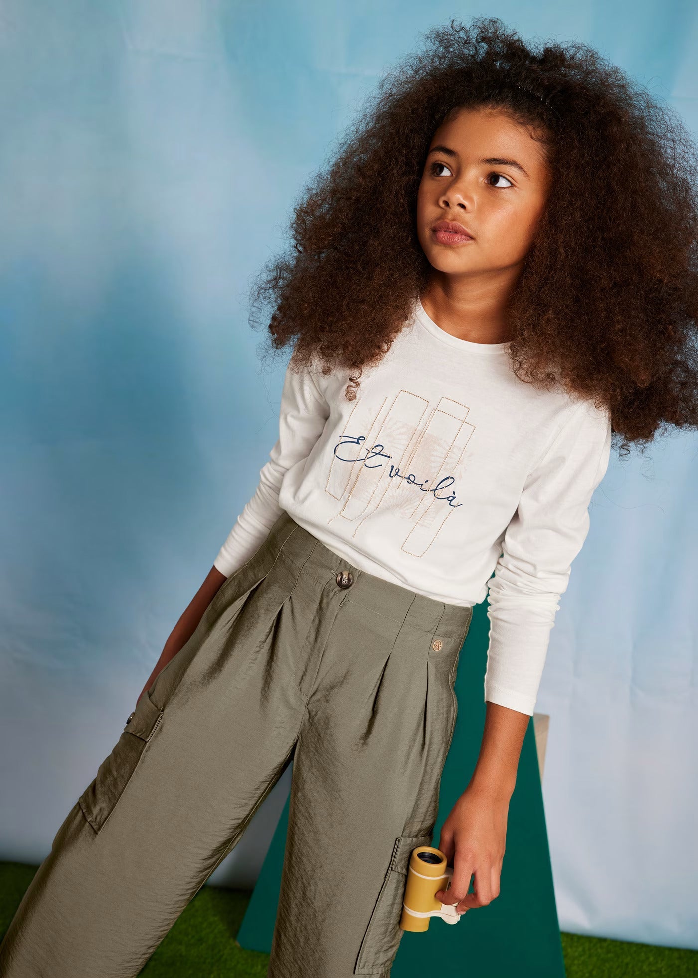 Pantalón Cargo Fluido Oliva Chica