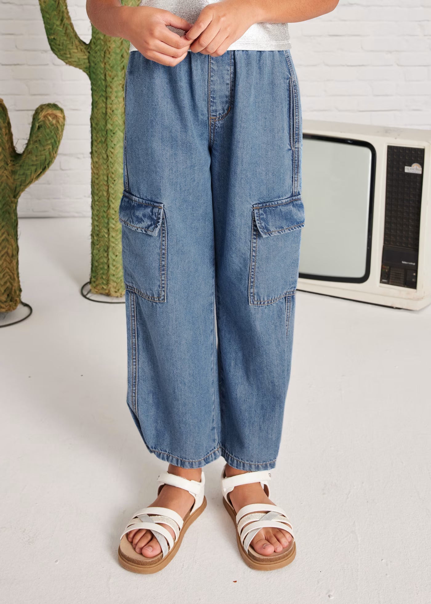 Jeans Fluido Cargo Chica
