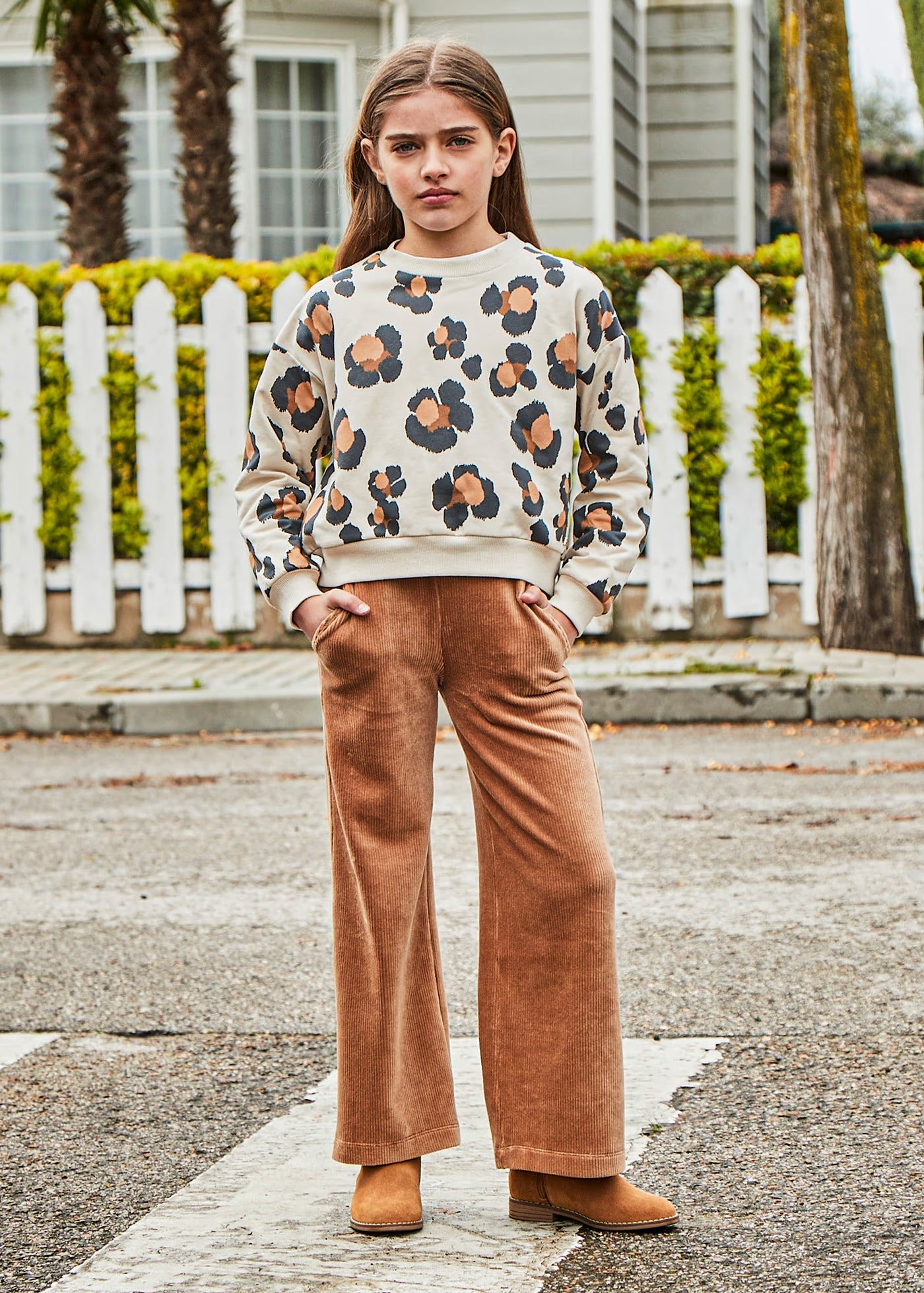 Pantalón Wide Leg Pana Canela Chica