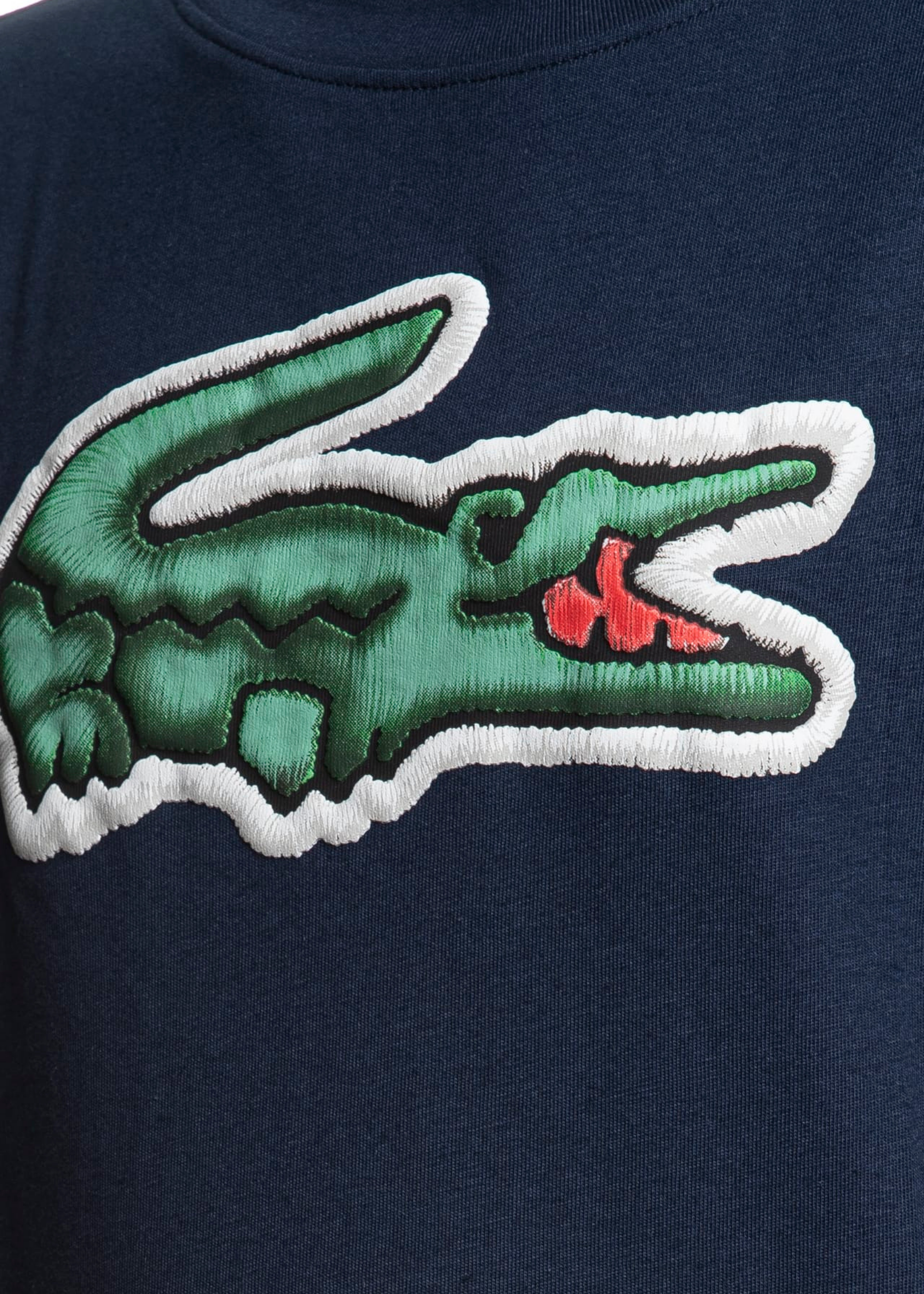 Camiseta Lacoste Azul Logo Gran Formato