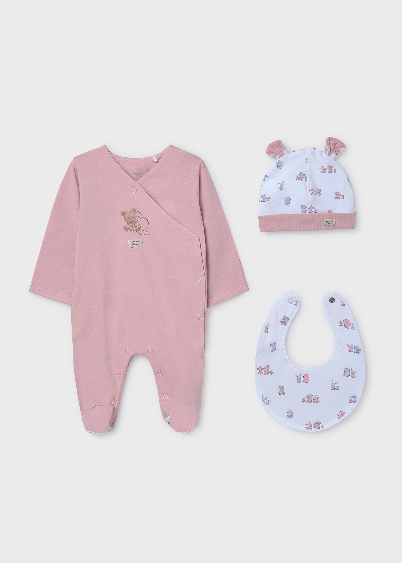 Primera Muda 3 Piezas Pijama Rosa