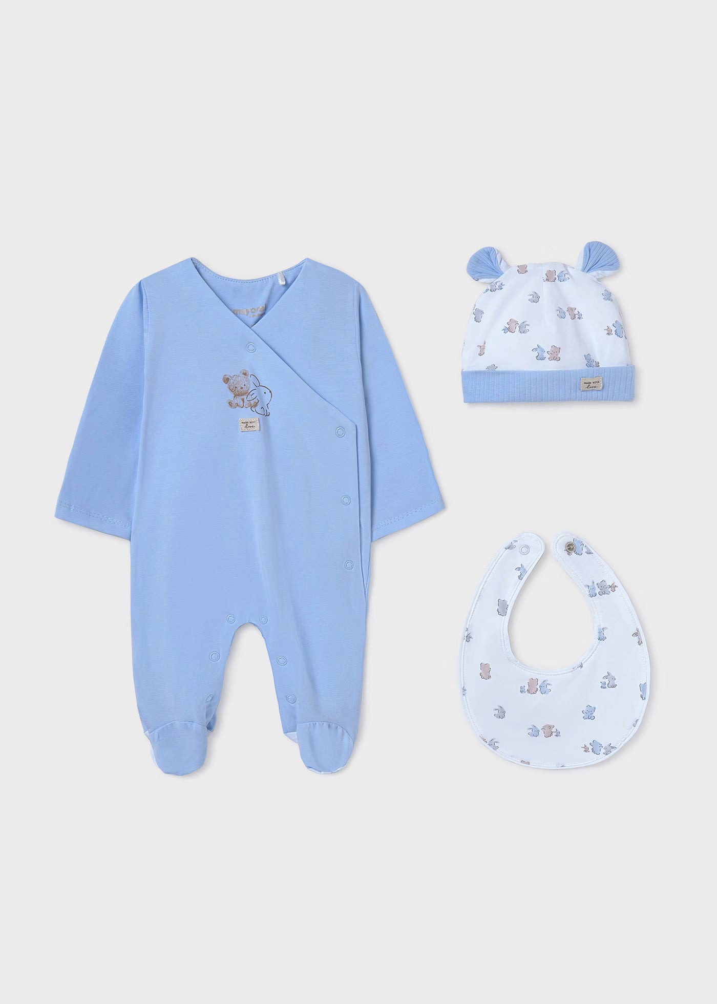 Primera Muda 3 Piezas Pijama Celeste