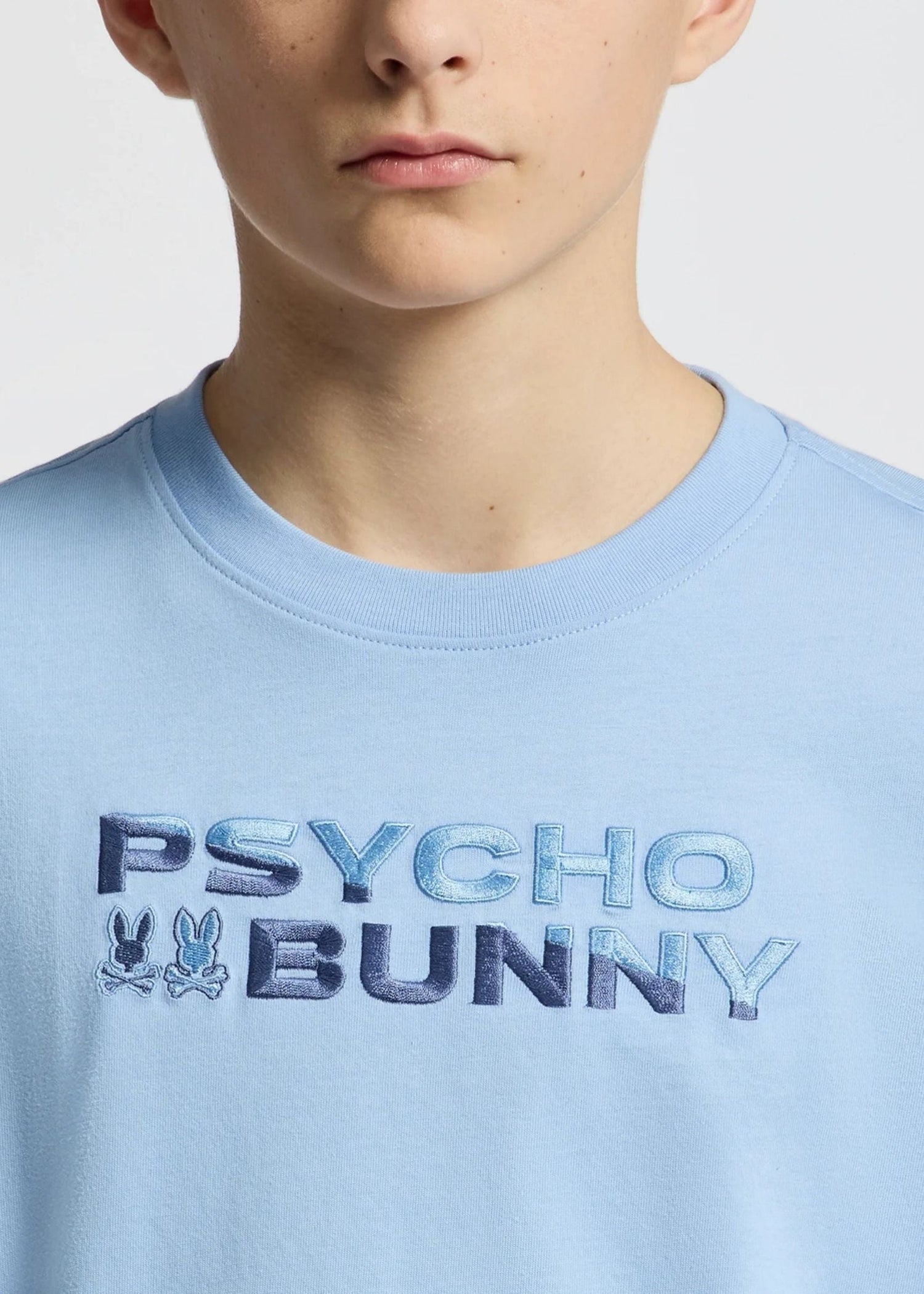 Camiseta Bordada Berni Algodón Azul Claro