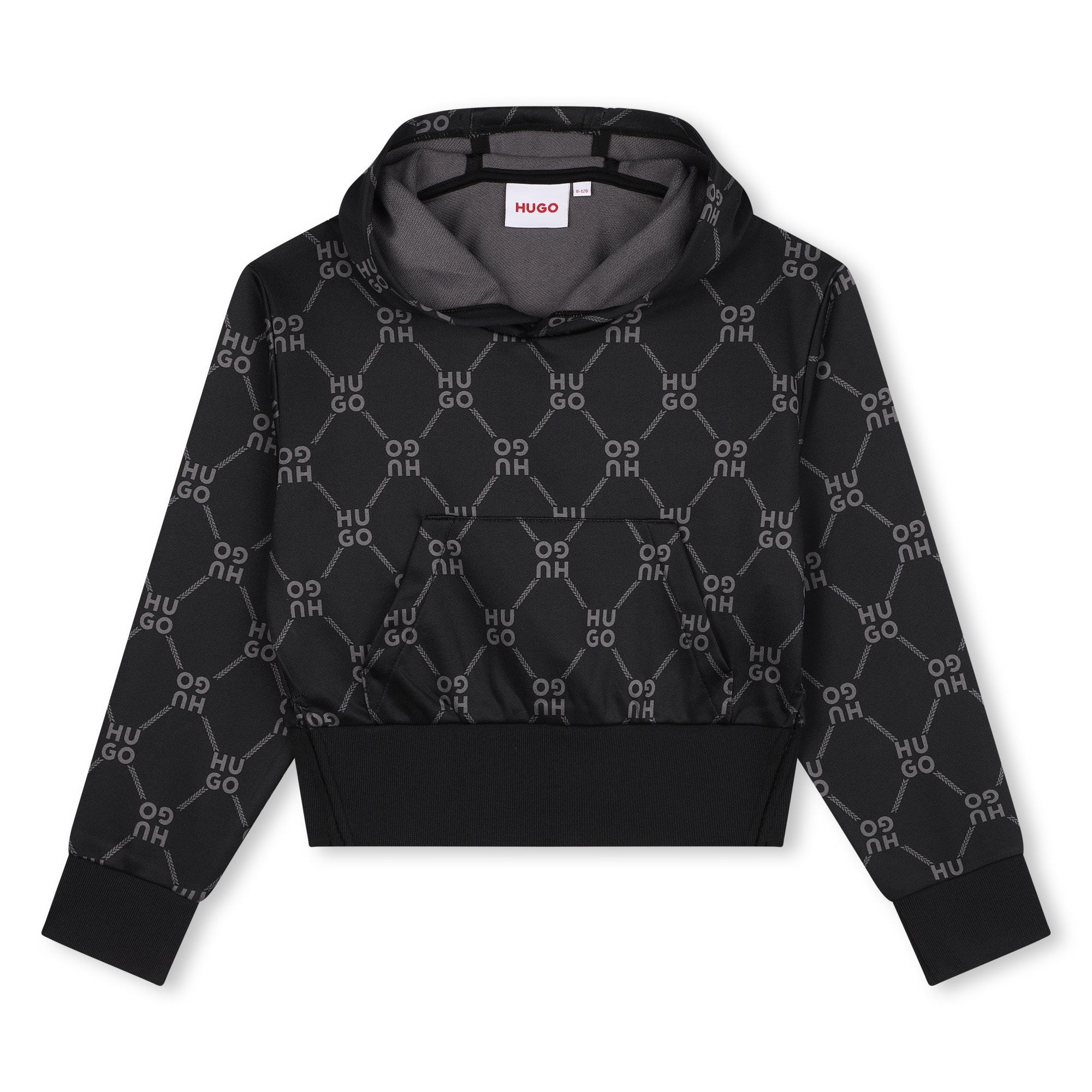 Buzo Hooded Negro Monograma Niña