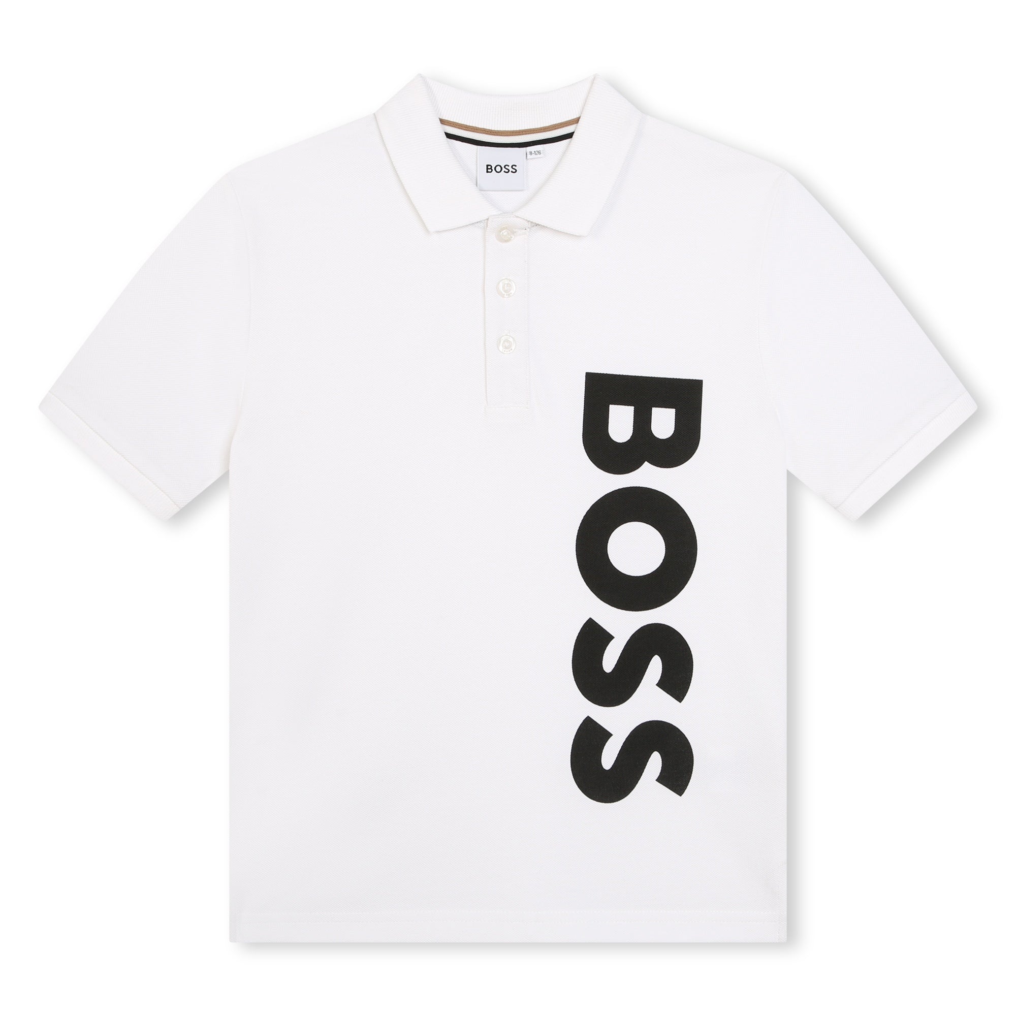 Polo Blanca Estampado Vertical Nino BOSS KIDS REPUBLIC polos nino camisetas nino ropa nino polos chico camisetas chico ropa chico KidsRepublicCo