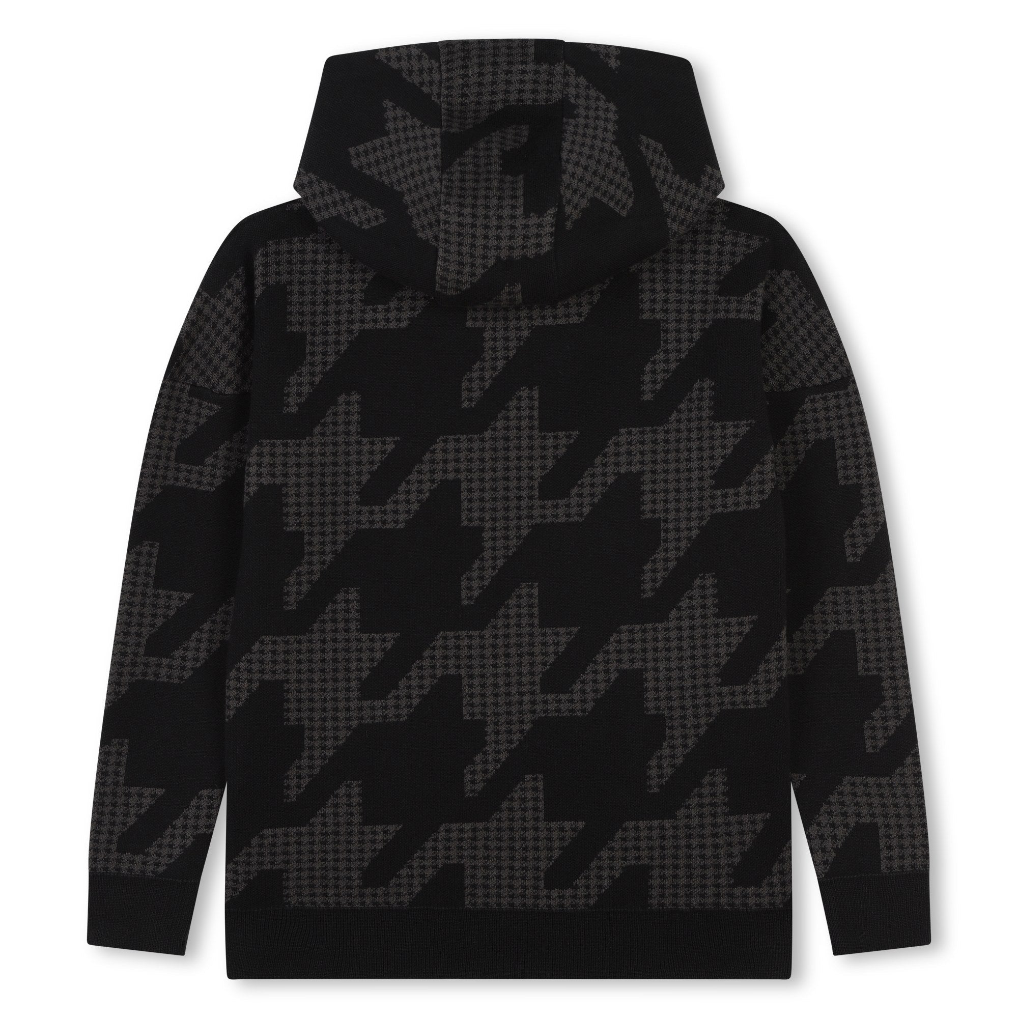 Sweater Hooded Negro Pata De Gallo Niño