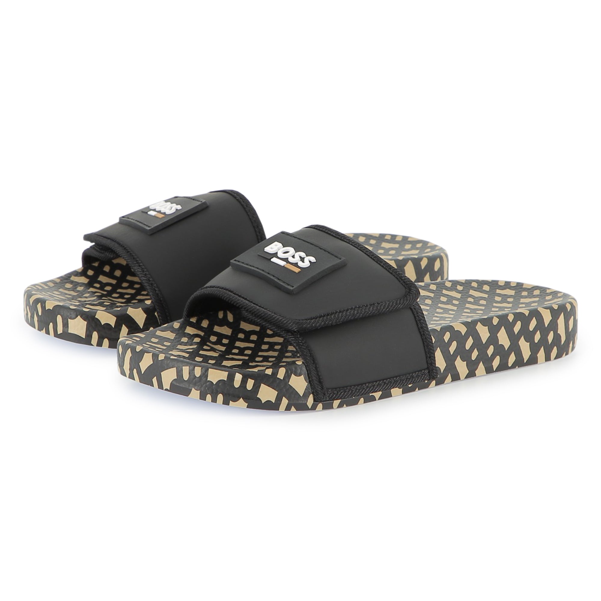 Chanclas Negras Estampado Integral Double B