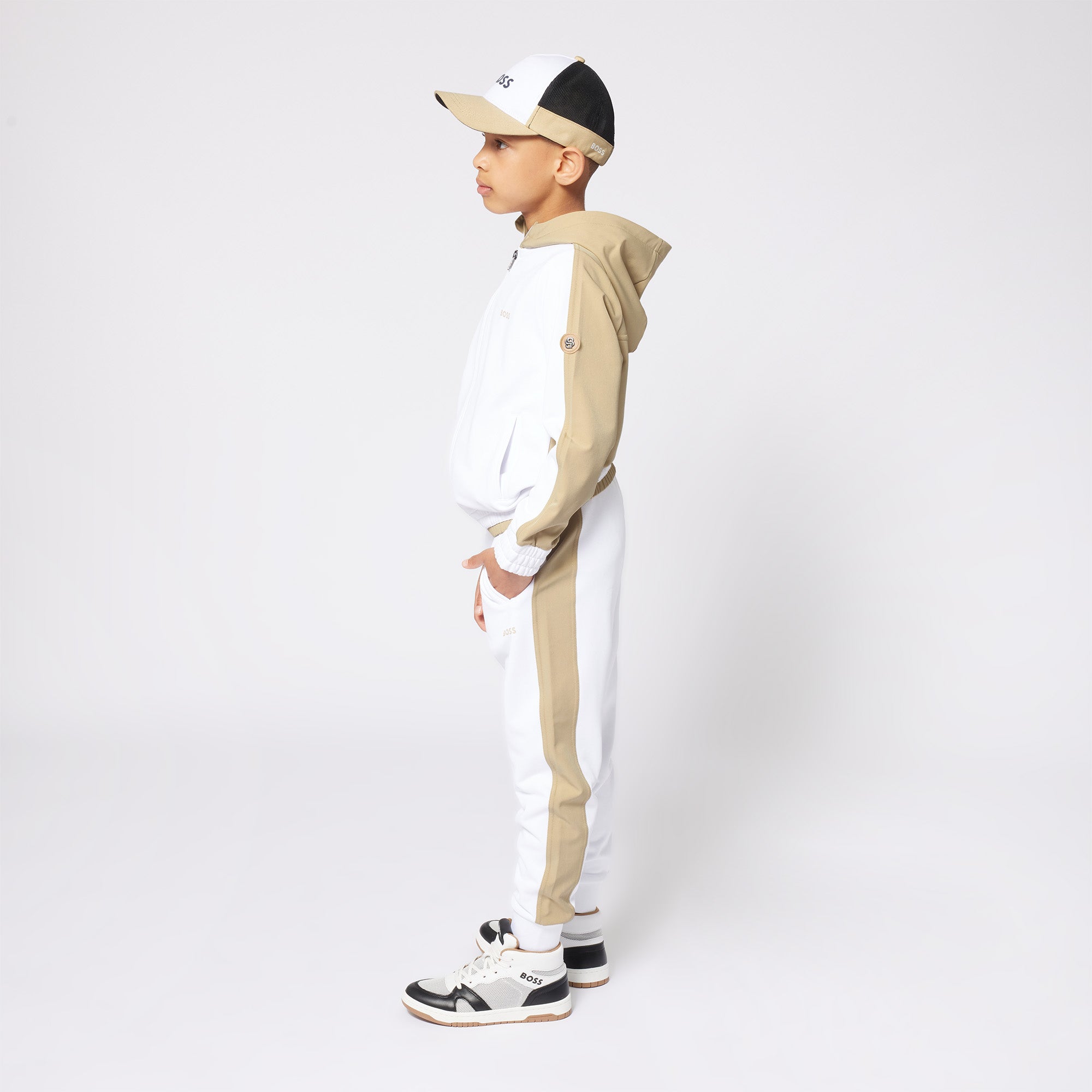 Chaqueta Hooded Deportiva Blanca Double B Niño