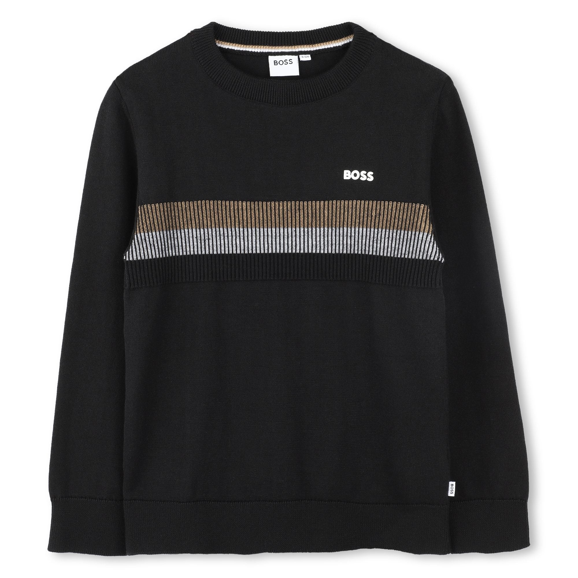 Sweater Tejido Algodón Negro Tricolor Niño