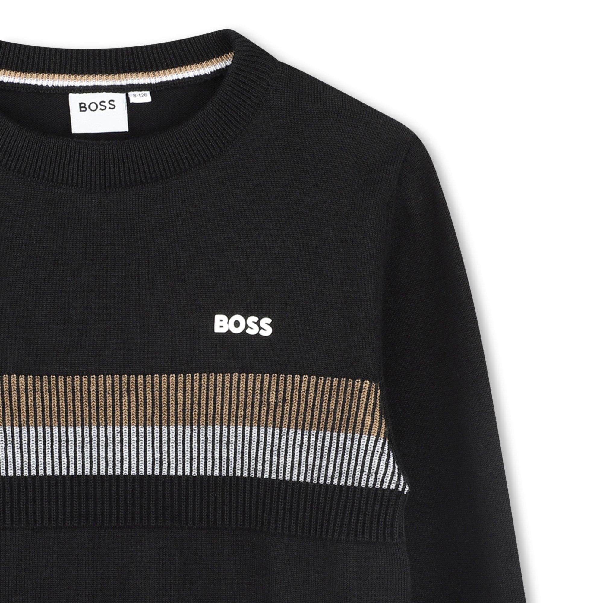 Sweater Tejido Algodón Negro Tricolor Niño