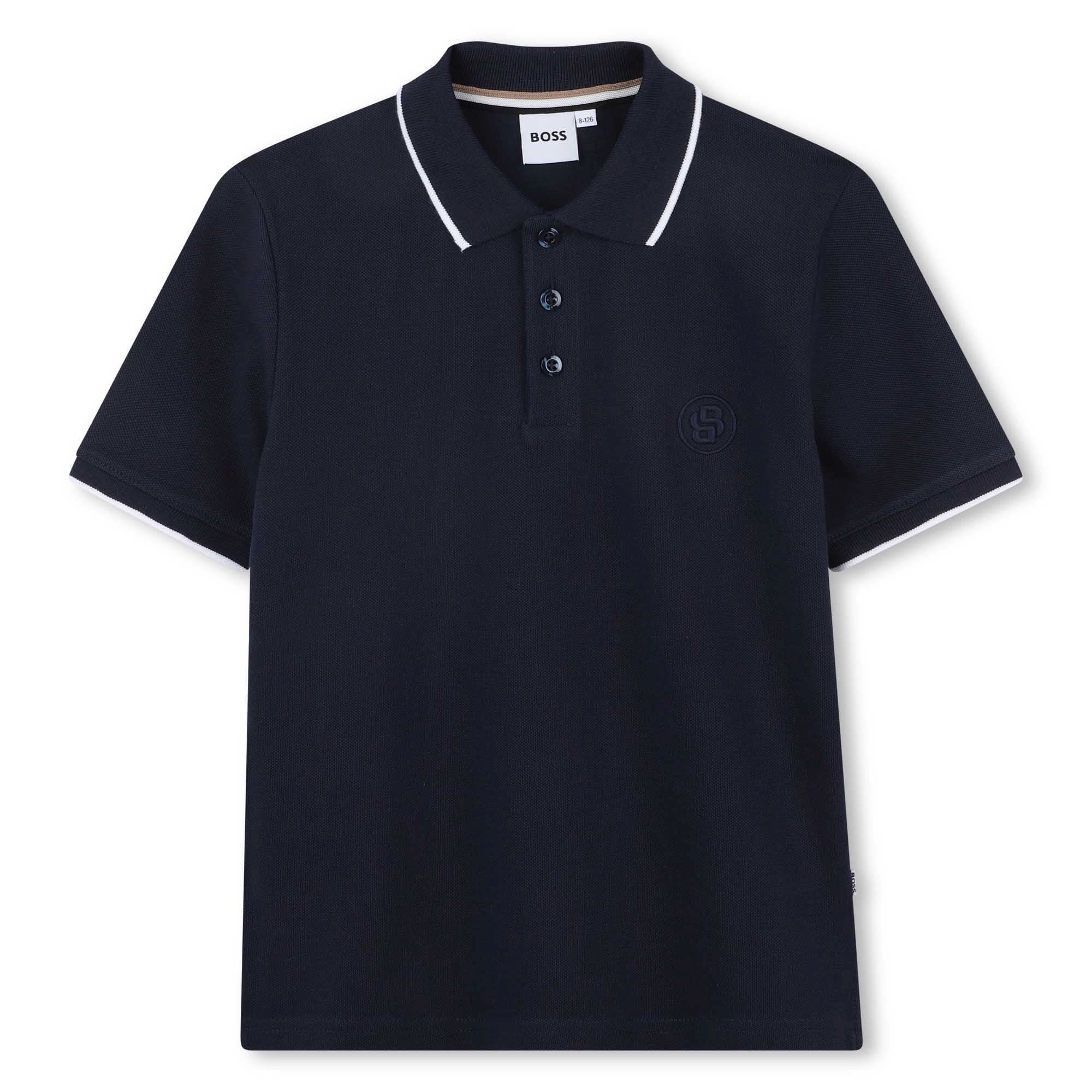 Polo Piqué Algodón Azul Oscuro Double B Niño