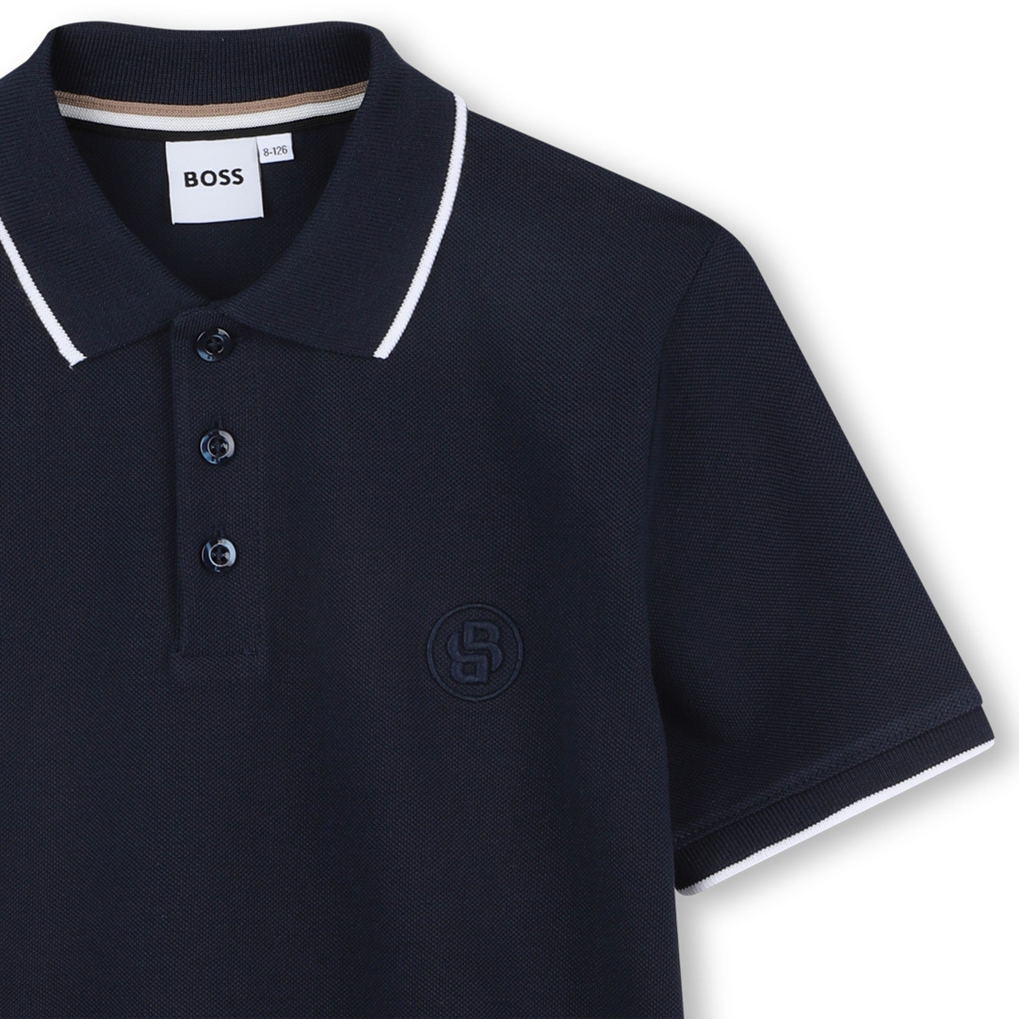 Polo Piqué Algodón Azul Oscuro Double B Niño