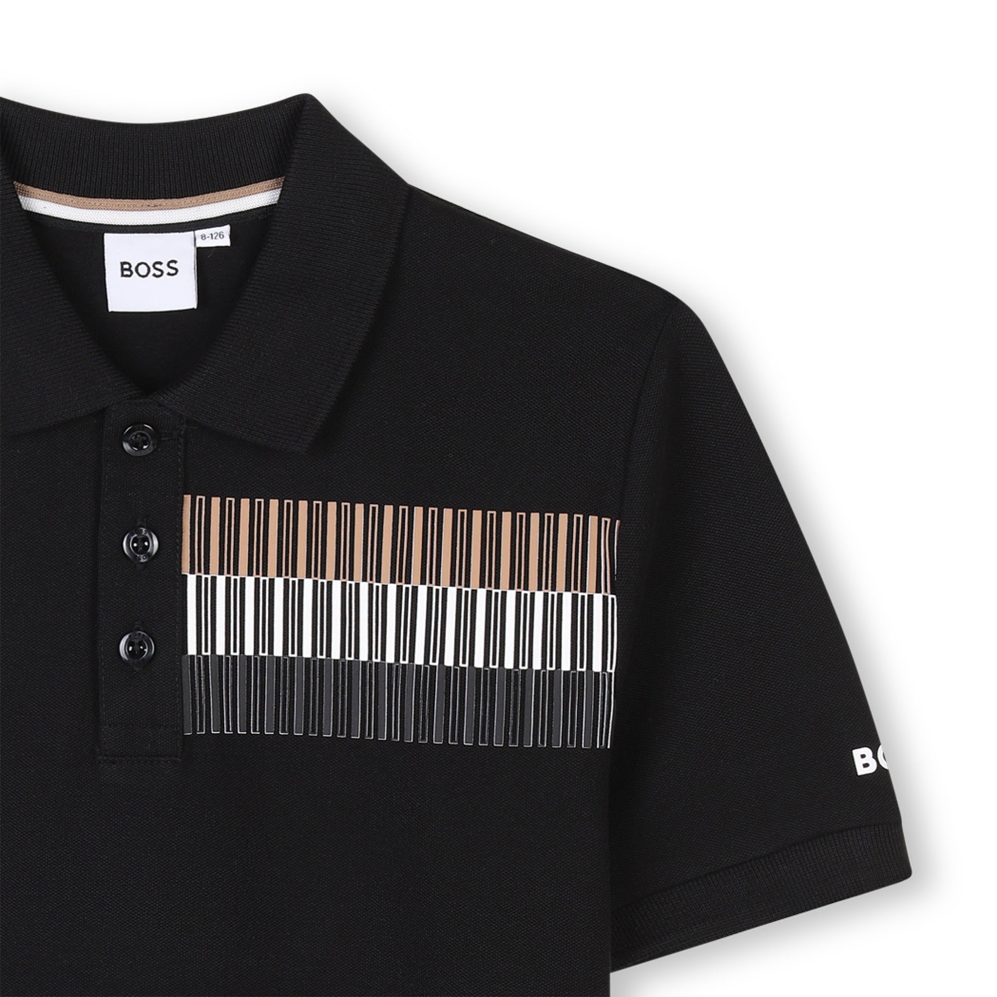 Polo Piqué Blanca Impresión Tricolor Niño