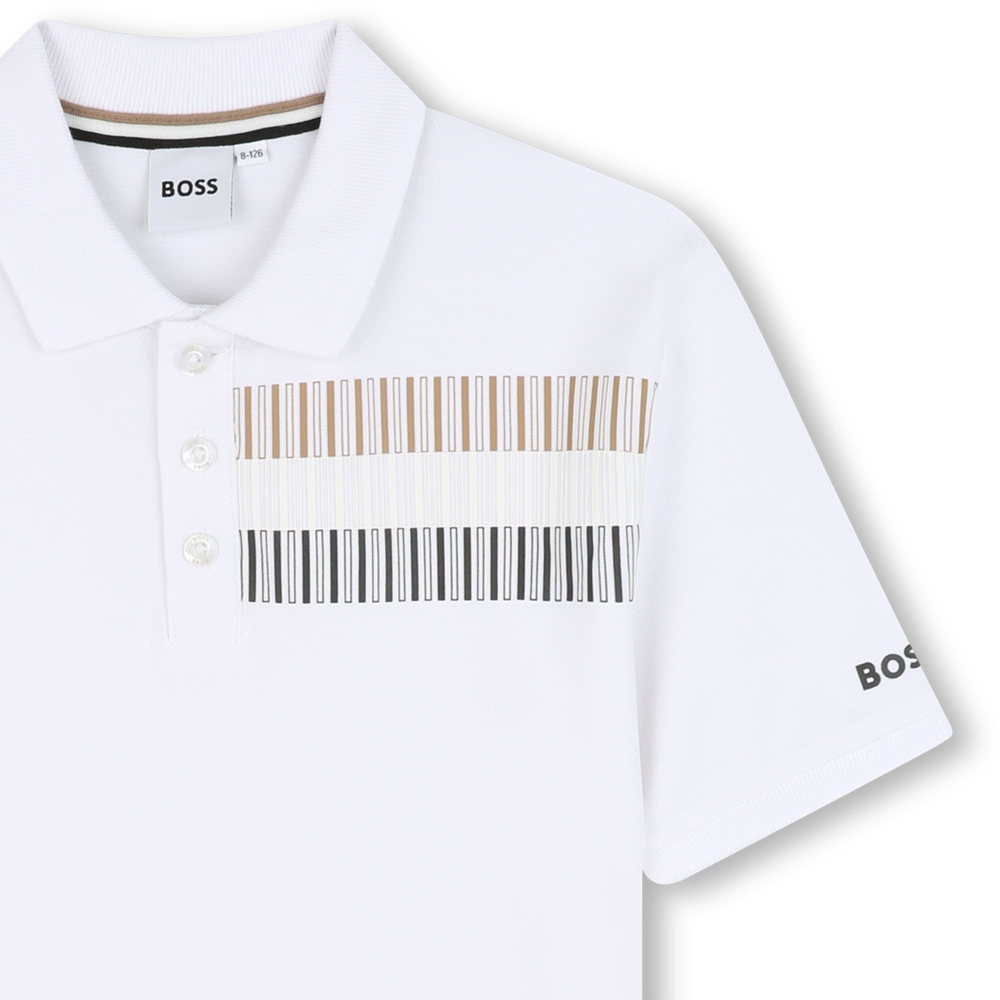Polo Piqué Blanca Impresión Tricolor Niño