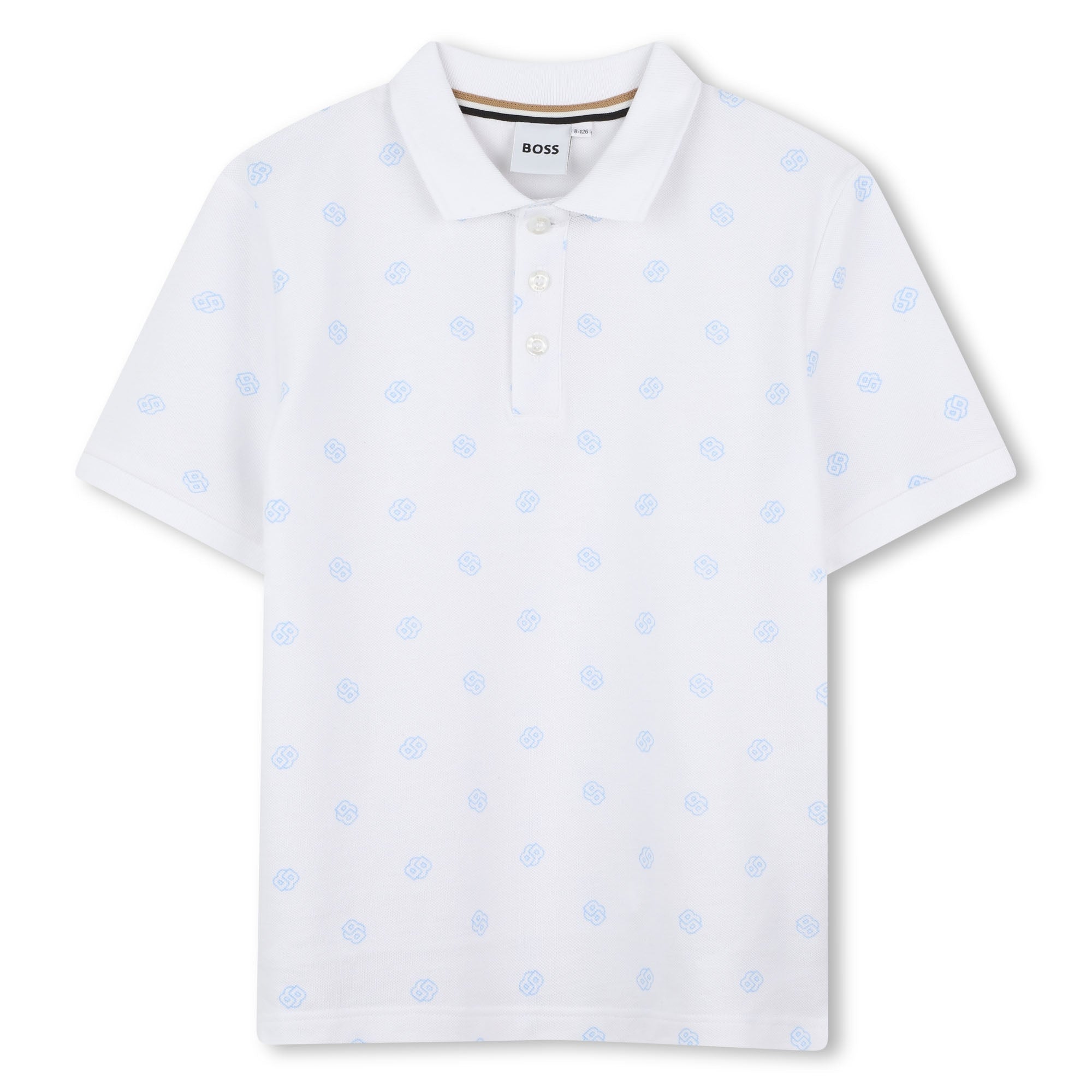 Polo Blanca Estampado Integral Double B Niño