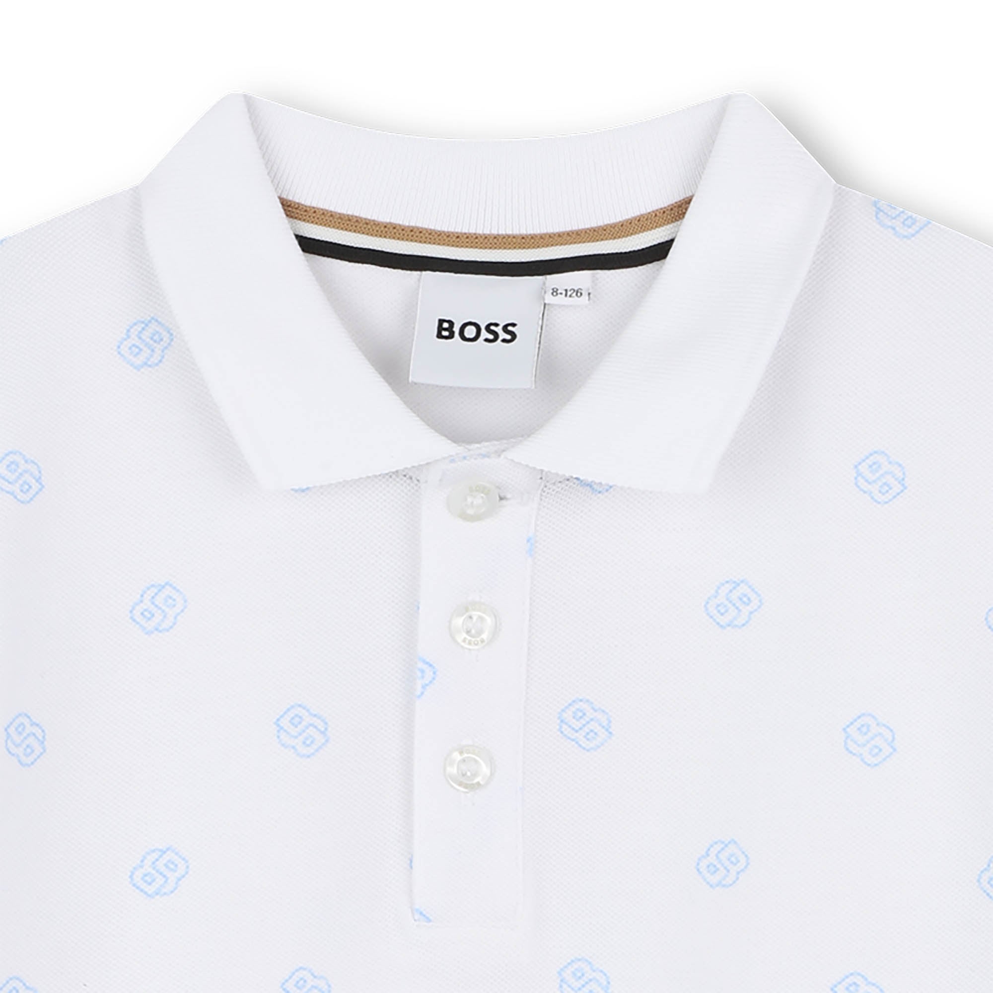 Polo Blanca Estampado Integral Double B Niño