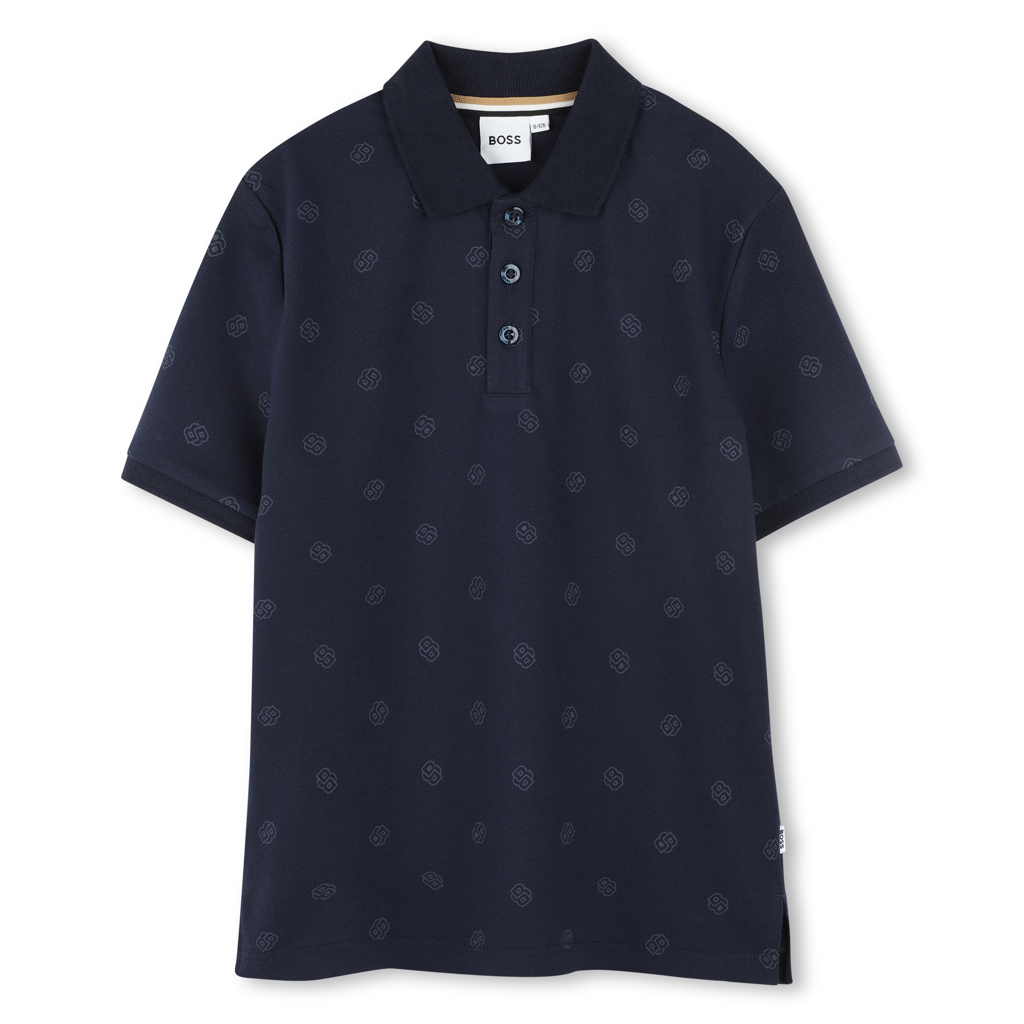 Polo Azul Estampado Integral Double B Niño