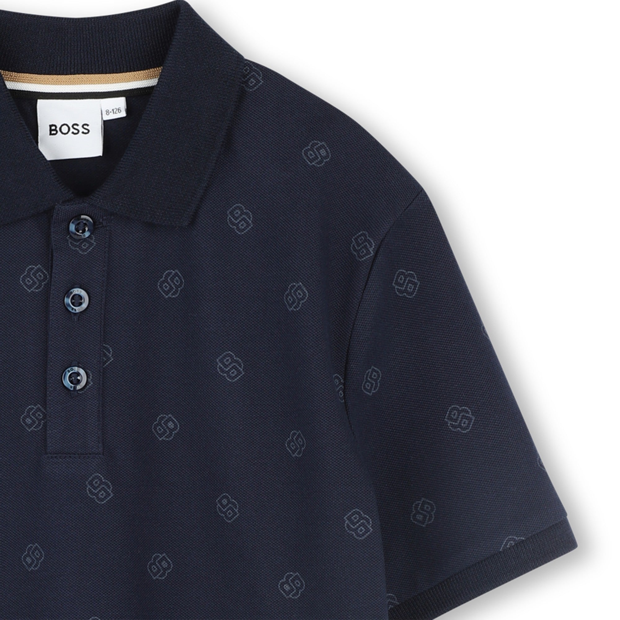 Polo Azul Estampado Integral Double B Niño