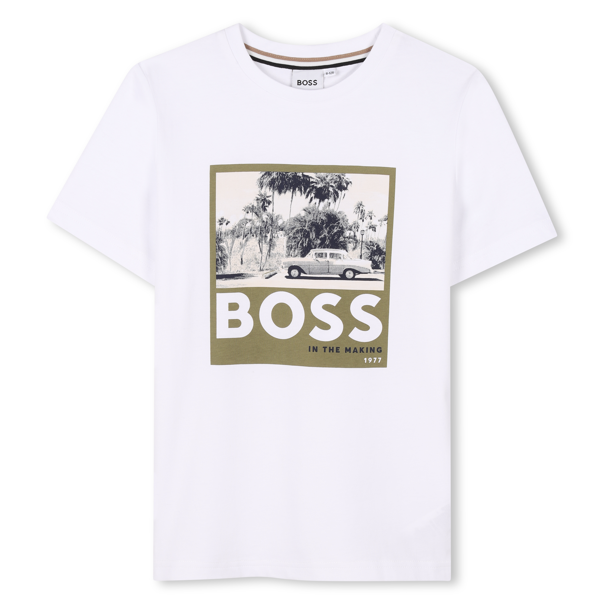 Camiseta Algodón Blanco Ilustración Laurel Niño
