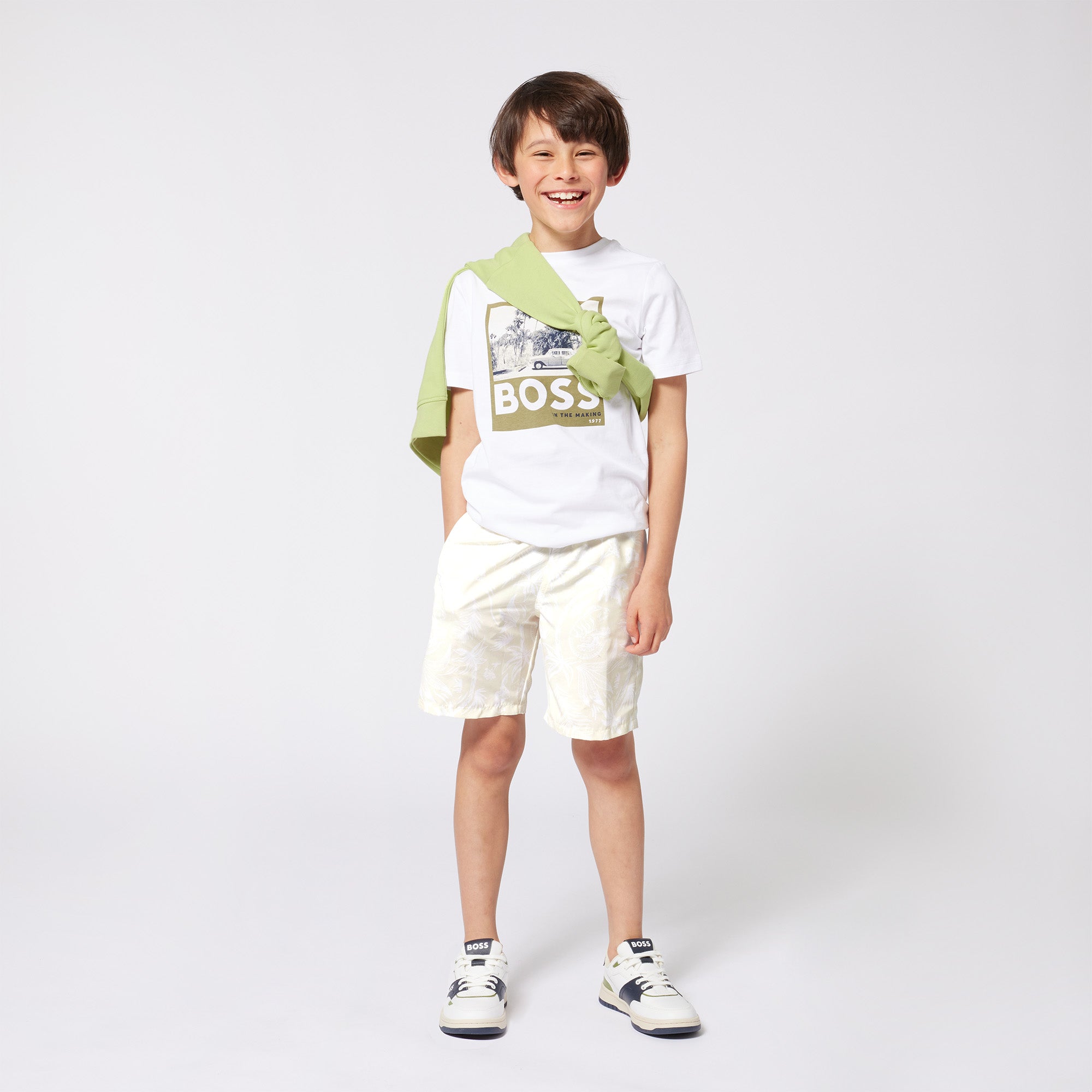 Camiseta Algodón Blanco Ilustración Laurel Niño